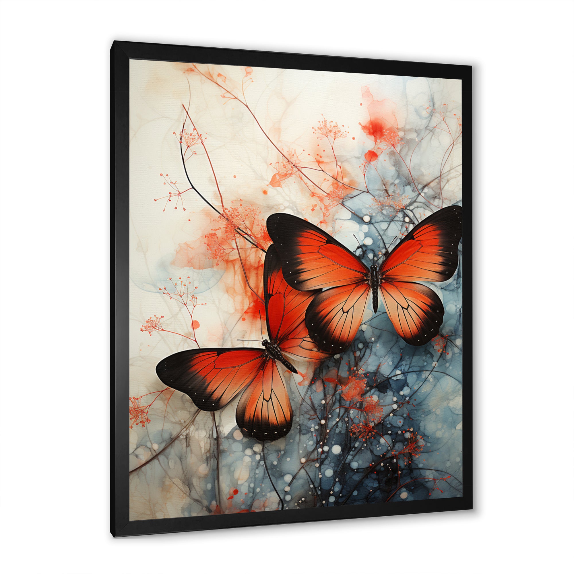 Orange Teal Butterfly Symphony Of Wings - Butterfly Large Canvas Wall Art