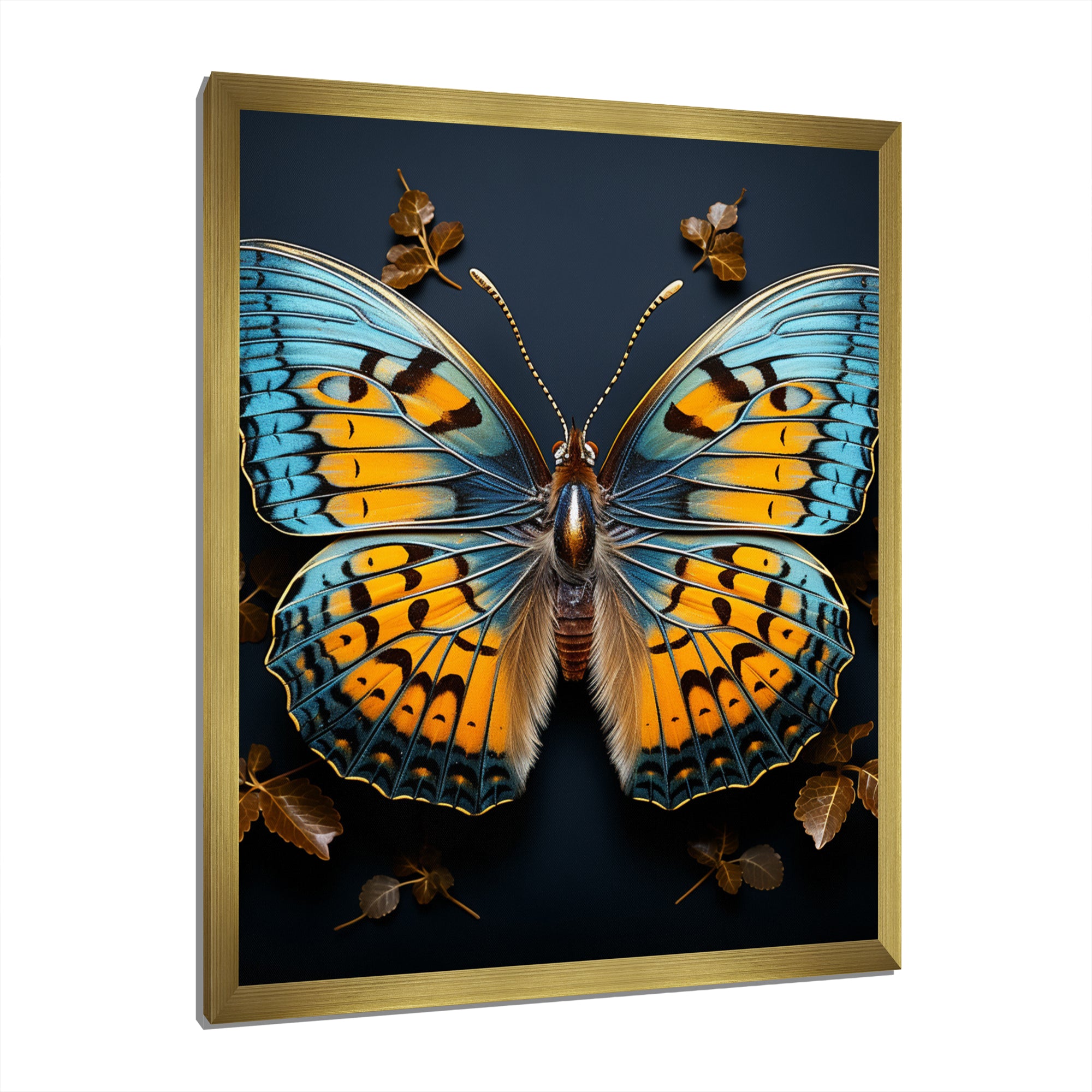 Teal Yellow Butterfly Animal - Butterfly Living Room Wall Art
