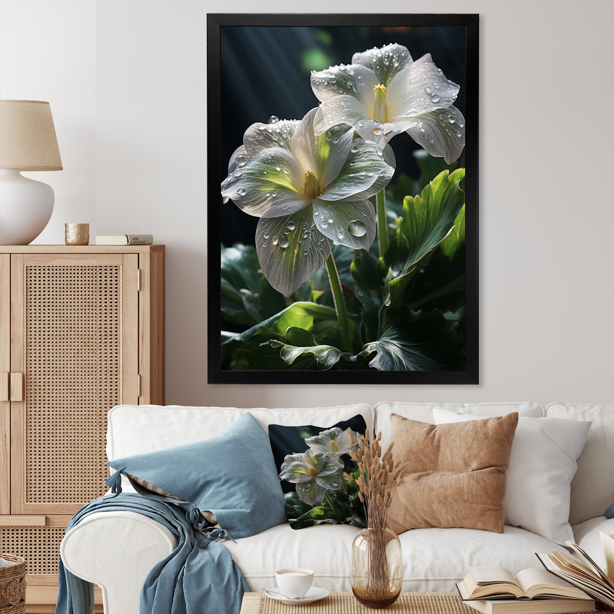 White Green Butterfly Portrait Vibrant - Butterfly Canvas Wall Art