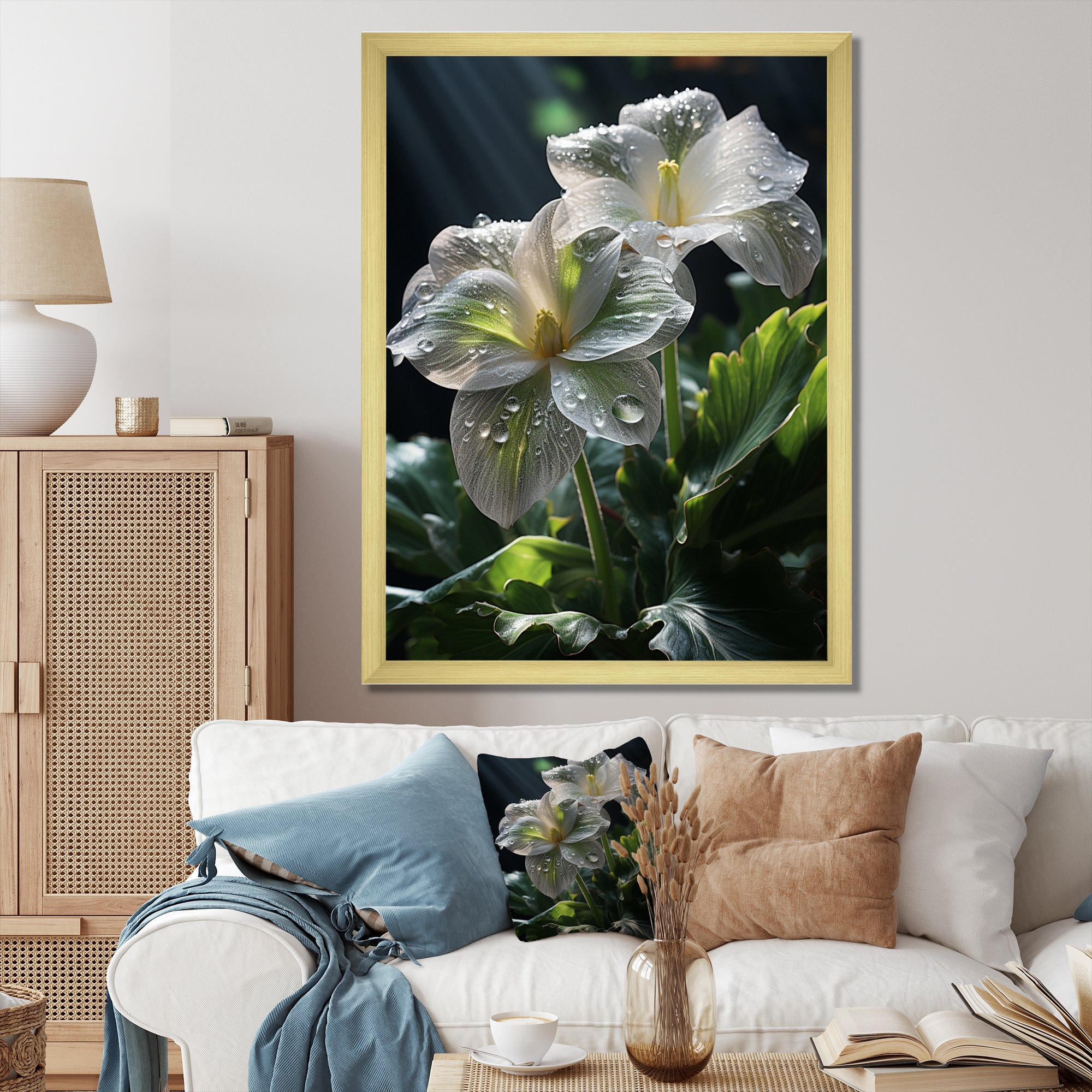 White Green Butterfly Portrait Vibrant - Butterfly Canvas Wall Art