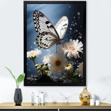 White Butterfly Portrait Vibrant - Butterfly Canvas Wall Art