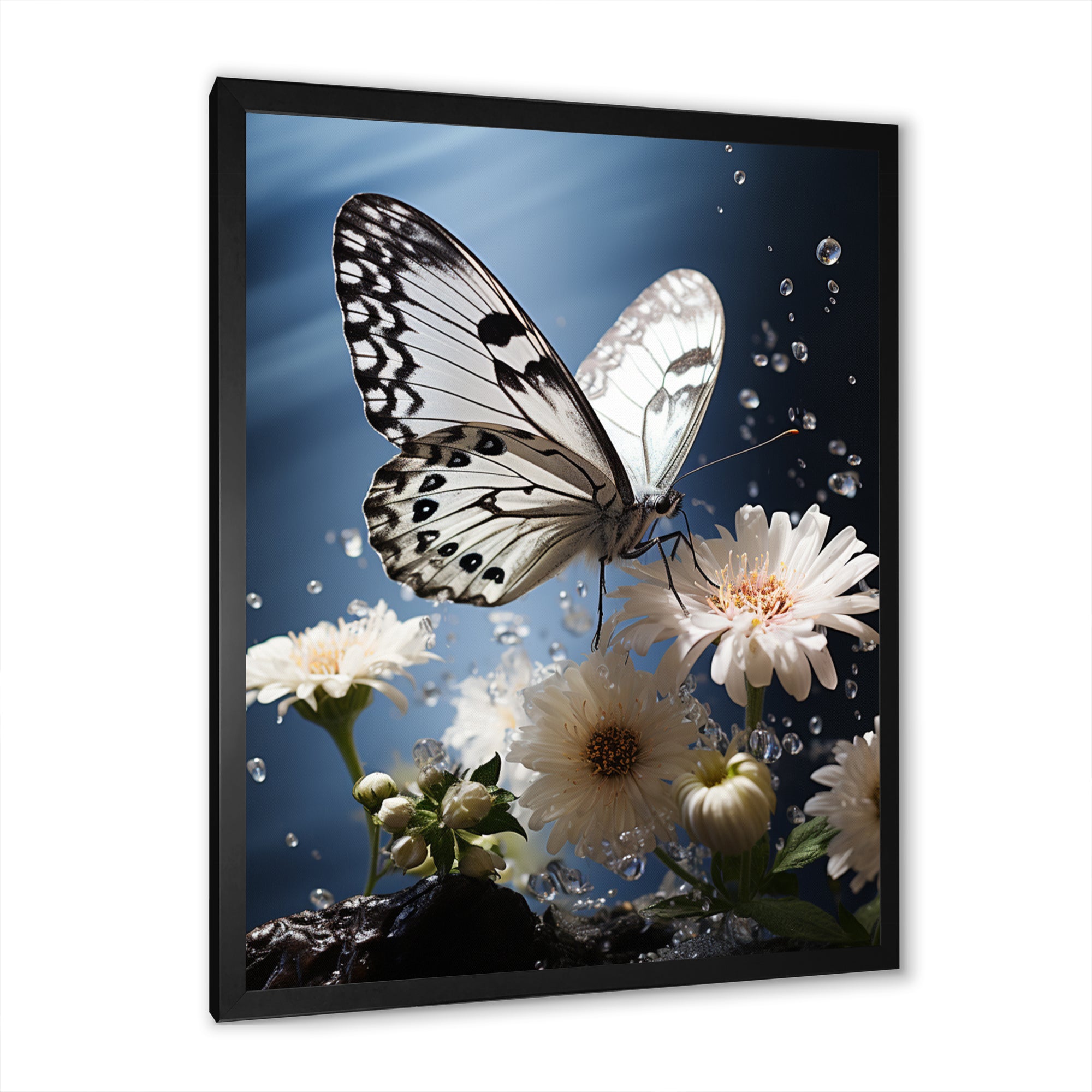 White Butterfly Portrait Vibrant - Butterfly Canvas Wall Art