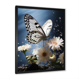 White Butterfly Portrait Vibrant - Butterfly Canvas Wall Art