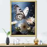 White Butterfly Portrait Vibrant - Butterfly Canvas Wall Art