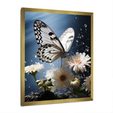 White Butterfly Portrait Vibrant - Butterfly Canvas Wall Art