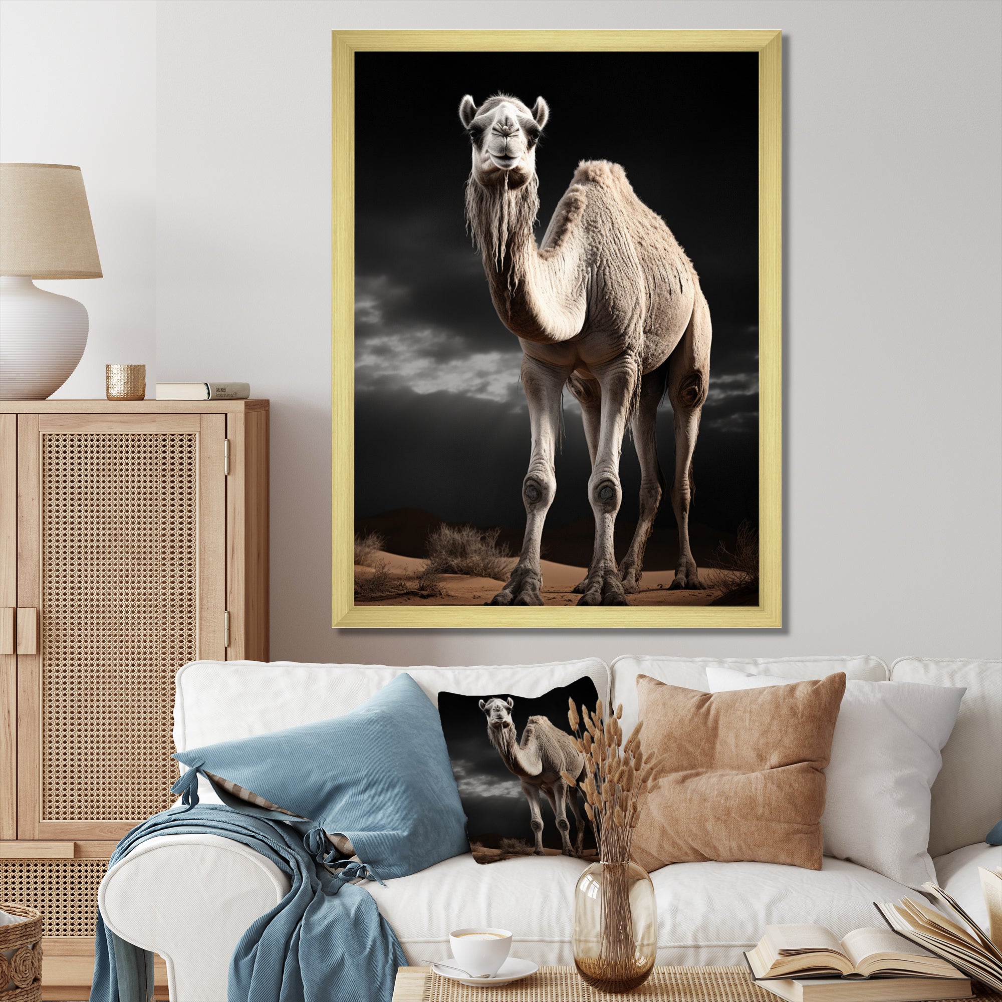 Camel Graceful Steps - Camel Framed Canvas Art