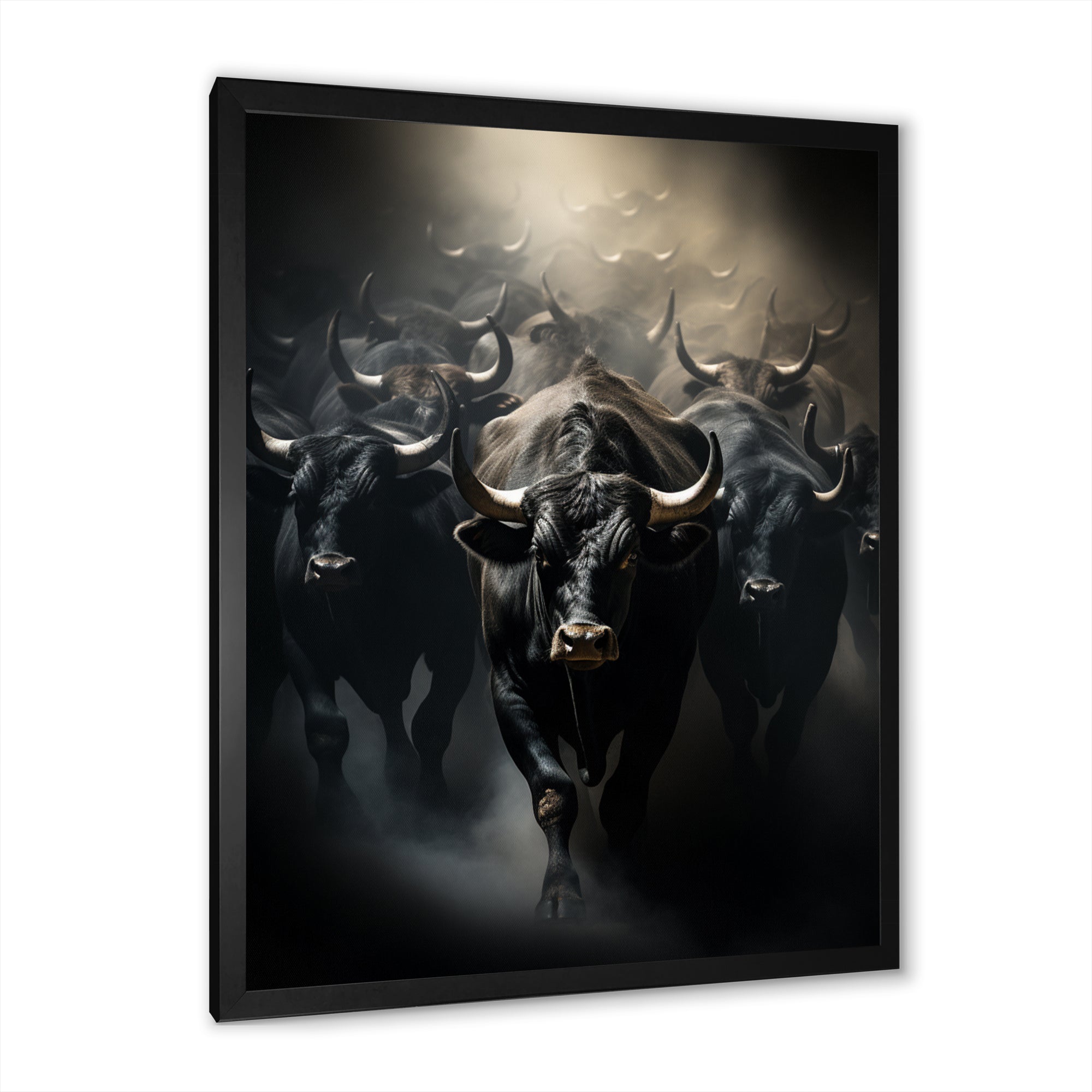 Cattle Harmony In Monochrome - Black Cattle Wall Art