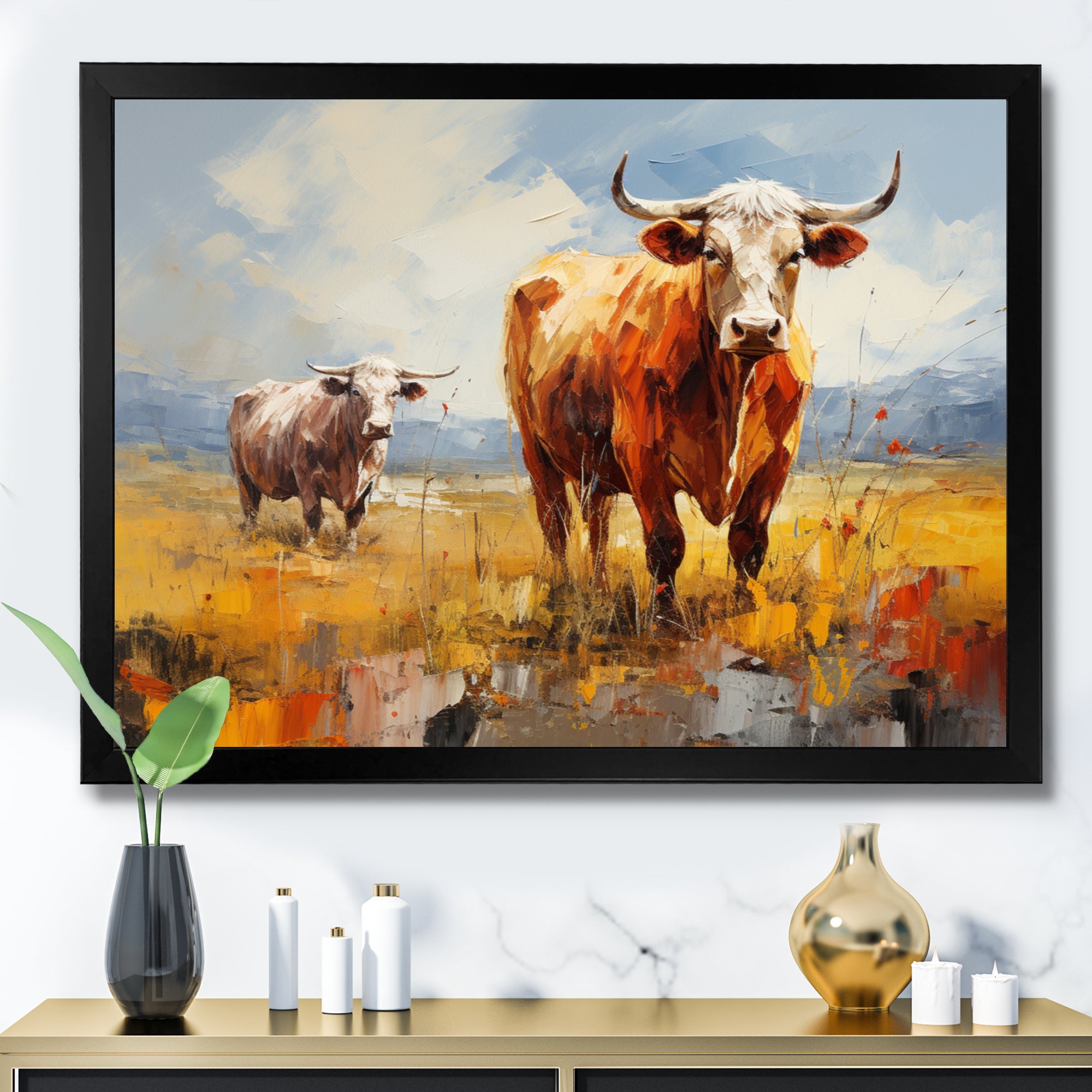 Cattle Pastoral Grazers Collage - Cattle Living Room Wall Art