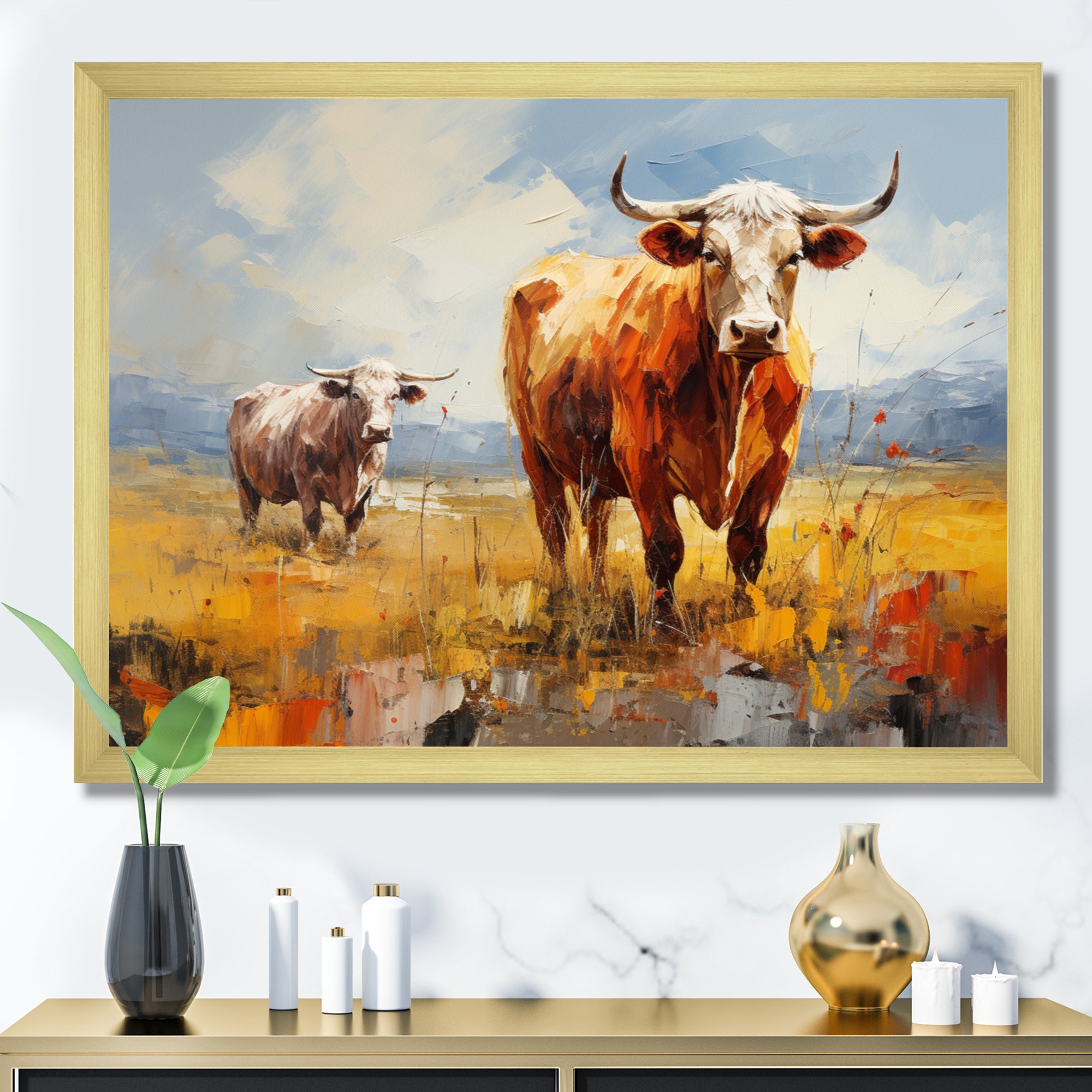 Cattle Pastoral Grazers Collage - Cattle Living Room Wall Art