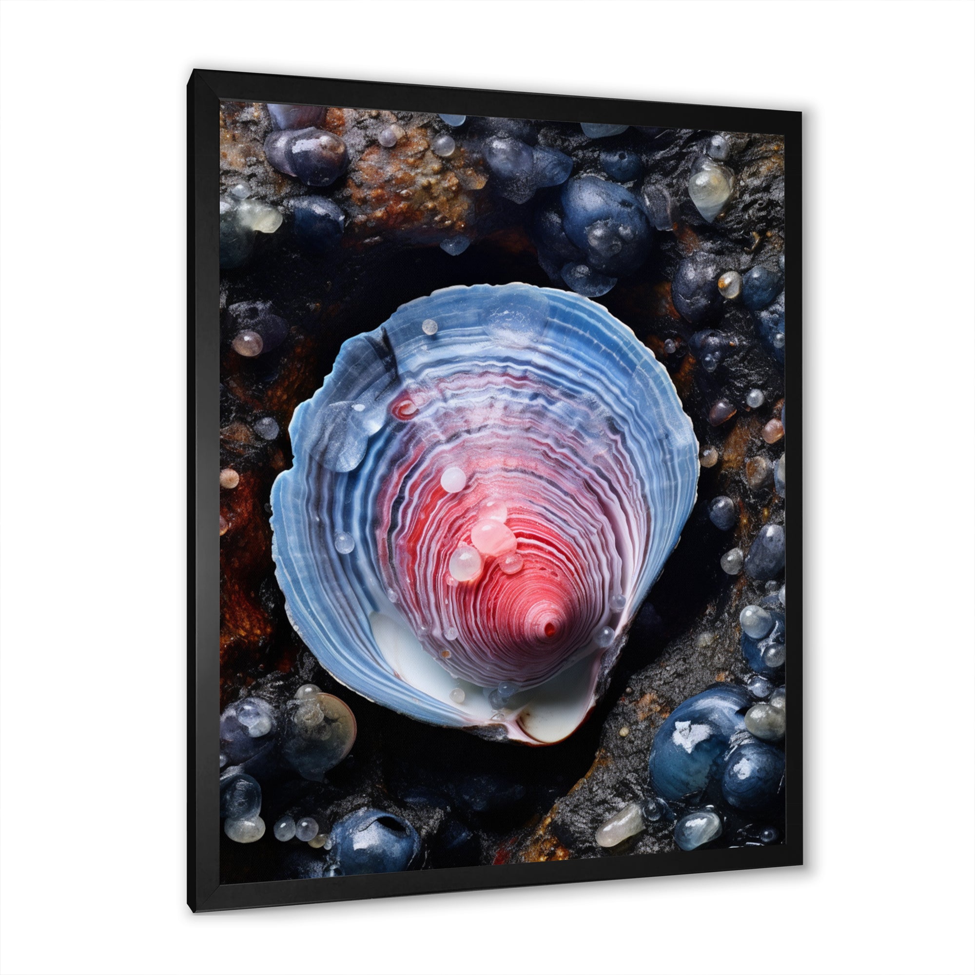 Blue Clam Dappled Depths - Clam Living Room Wall Art