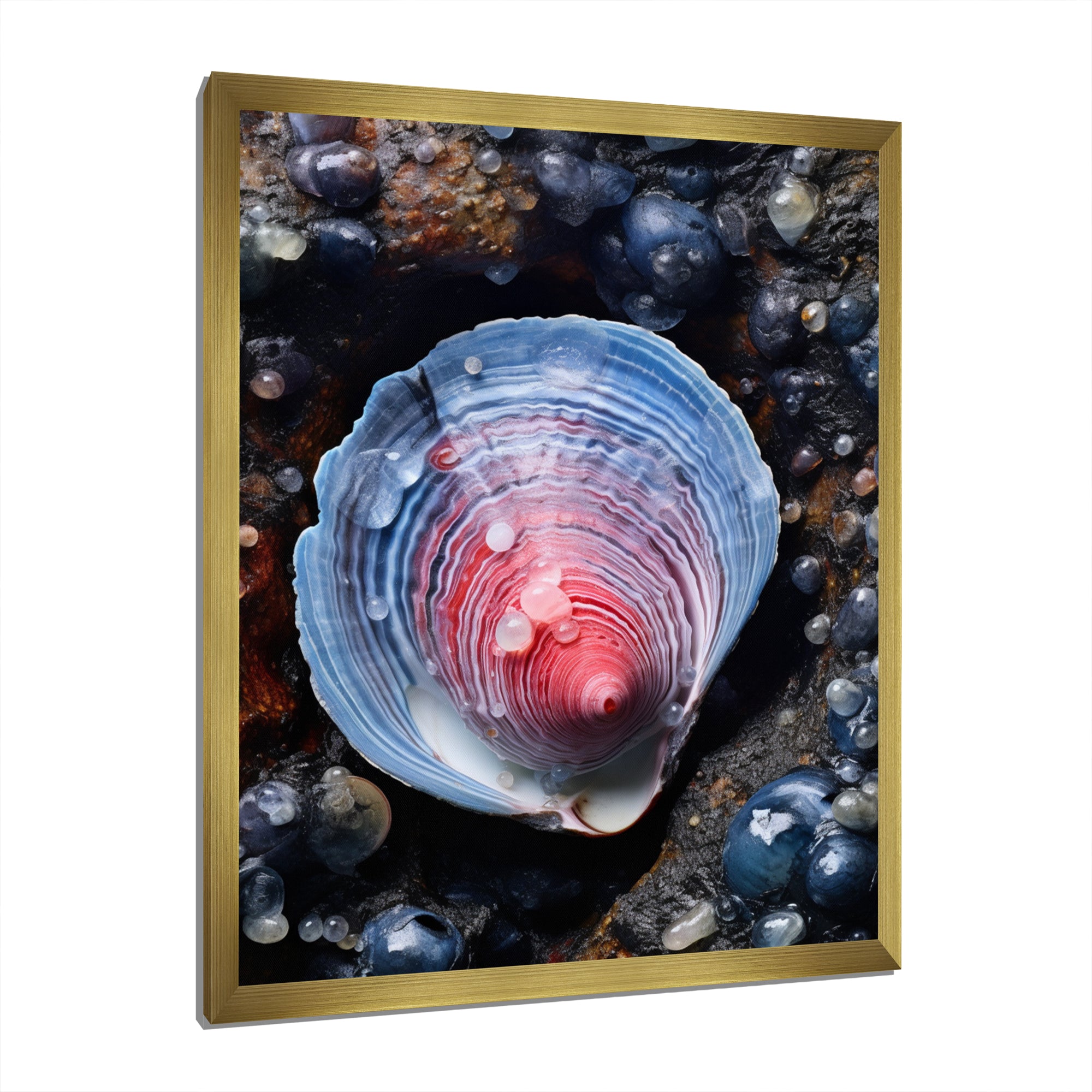 Blue Clam Dappled Depths - Clam Living Room Wall Art