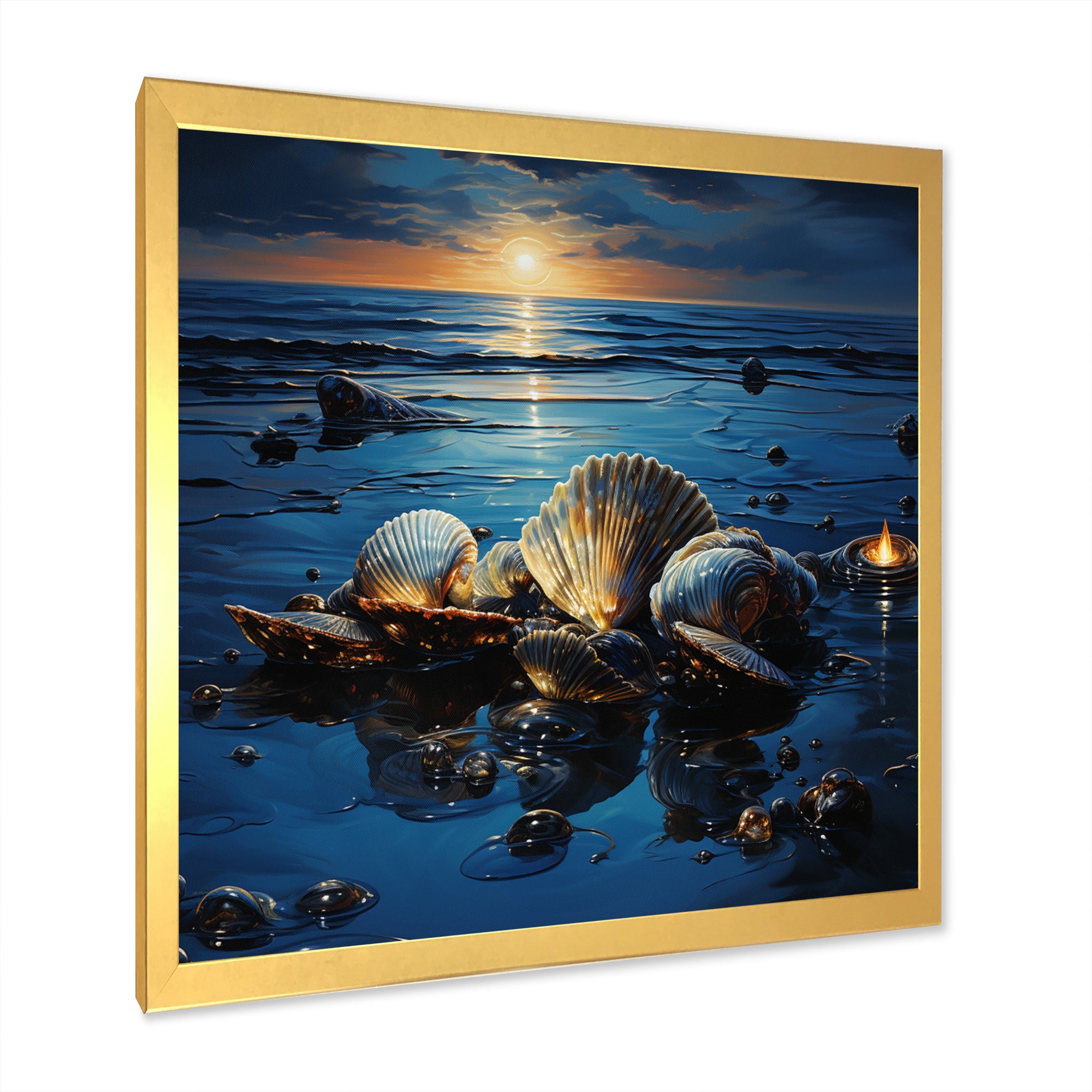 Teal Clam Midnight Elegance - Clam Canvas Wall Art