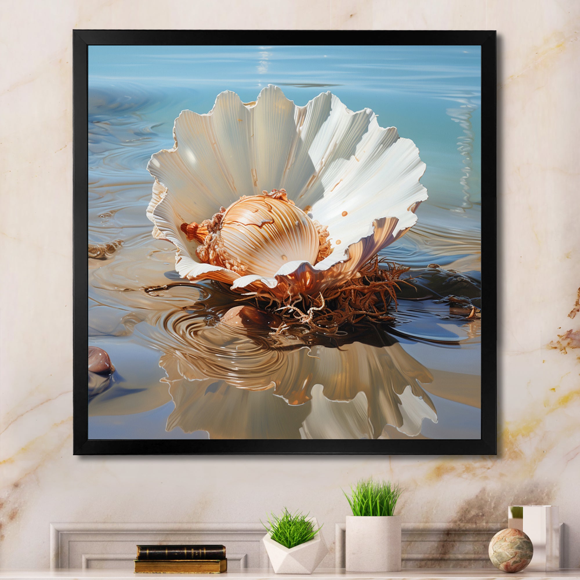 White Clam Ocean Whispers - Clam Wall Art Prints