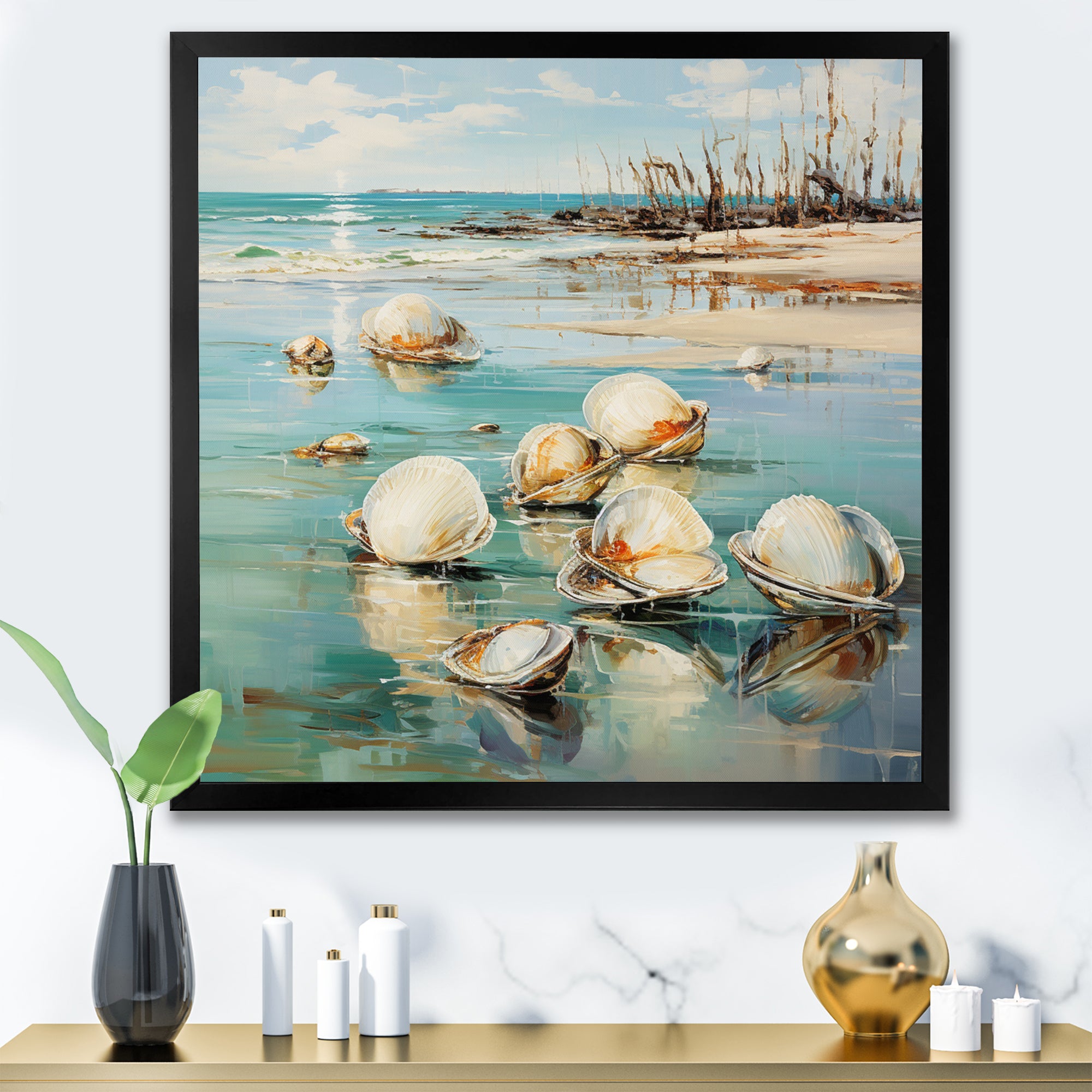 Turquoise Clam Oceanic Rhythm - Turquoise Clam Wall Art