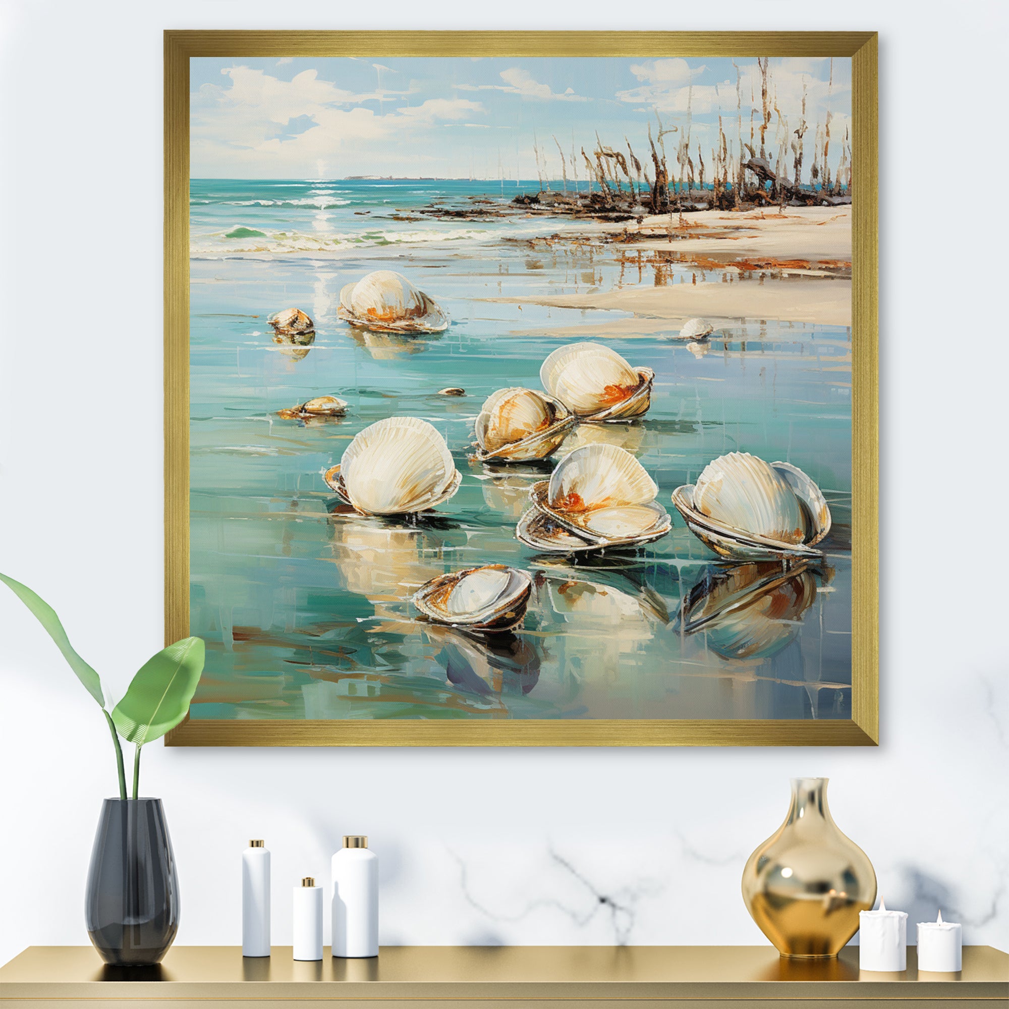 Turquoise Clam Oceanic Rhythm - Turquoise Clam Wall Art