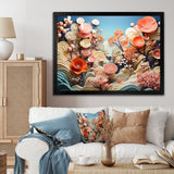 Coral Vibrant Reef Geometric - Coral Large Canvas Wall Art