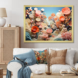 Coral Vibrant Reef Geometric - Coral Large Canvas Wall Art