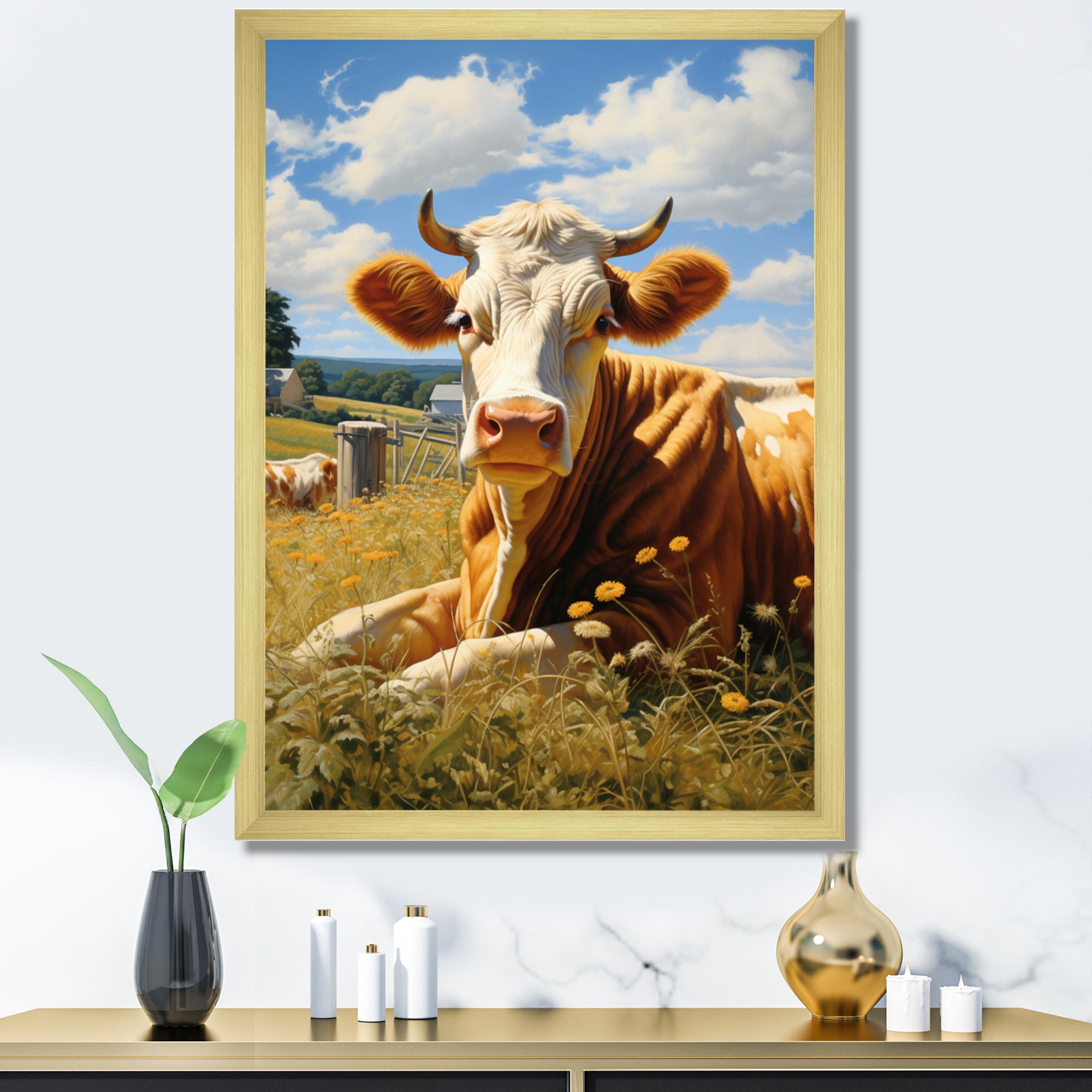 Cow Contentment - Cow Canvas Wall Art