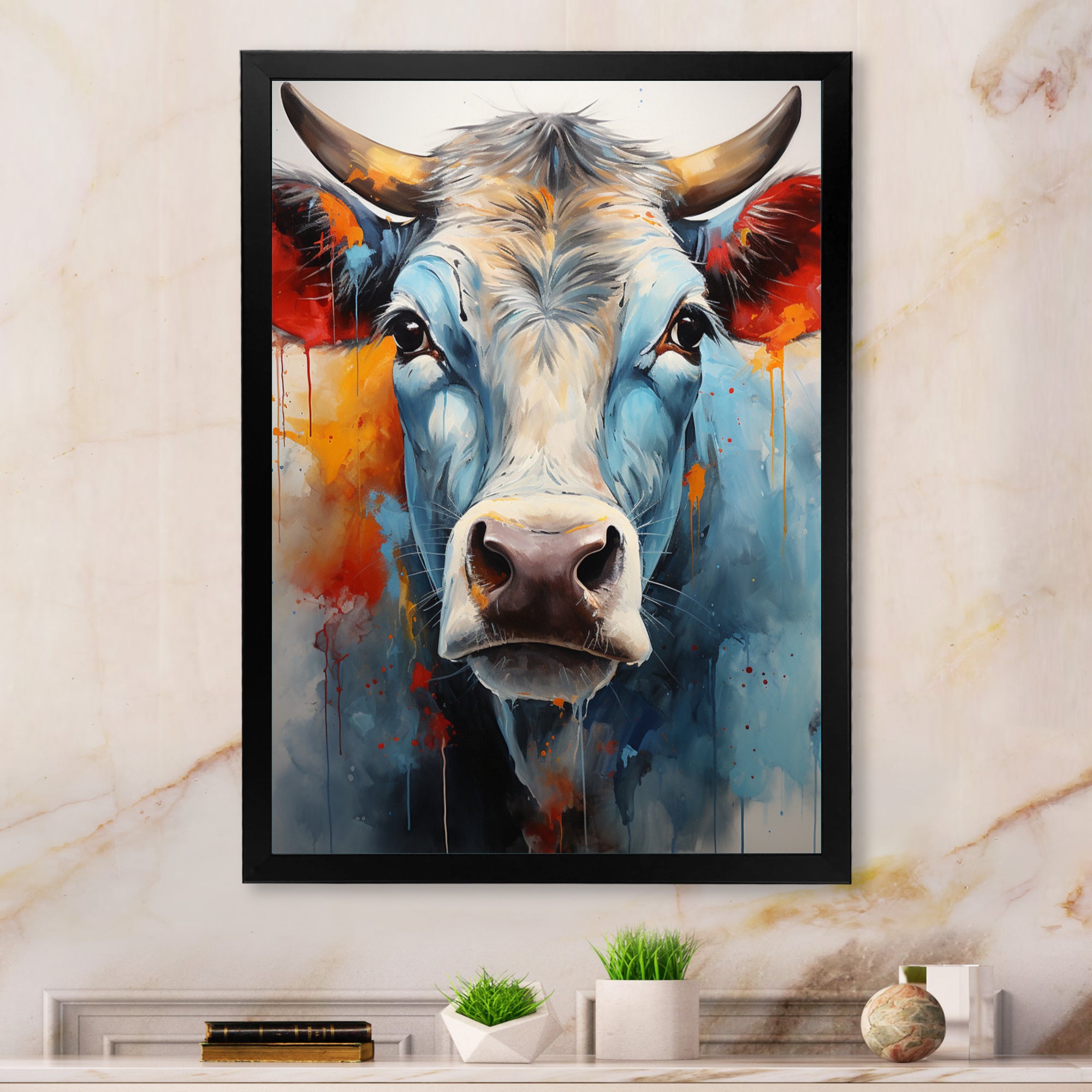Cow Wisdom - Orange Cow Wall Art
