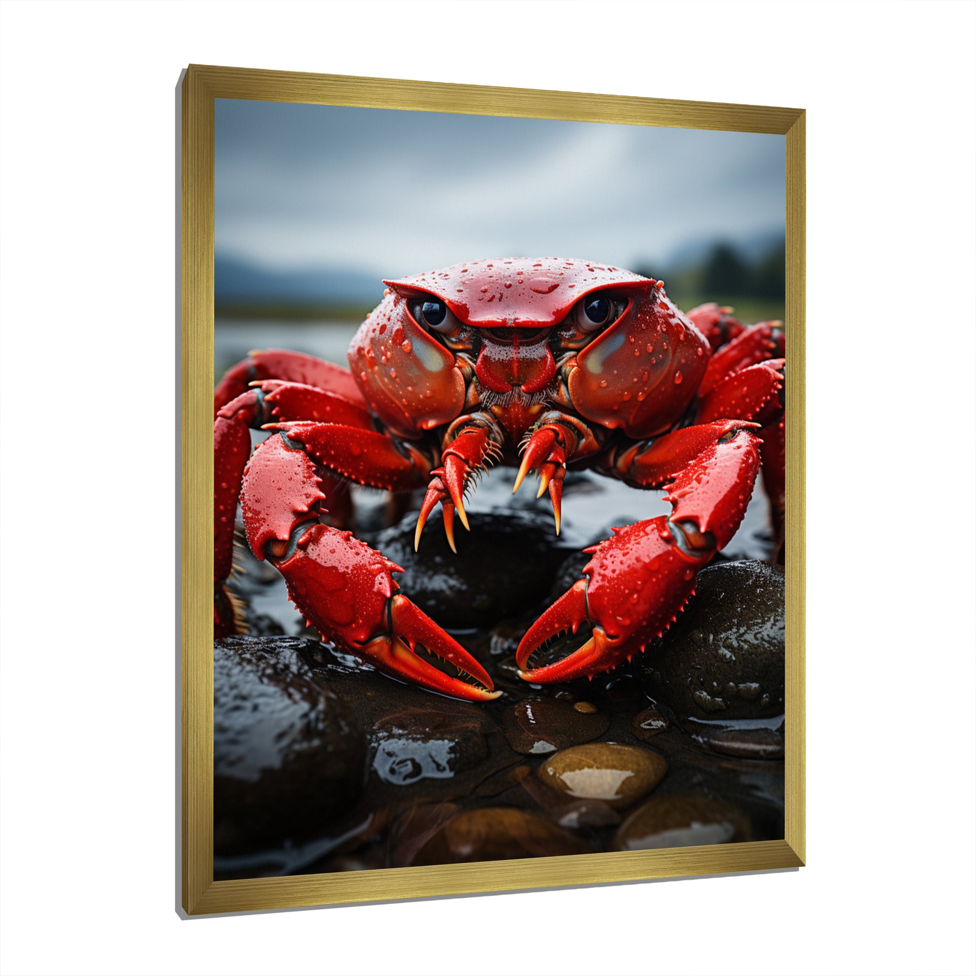 Vibrant Crayfish Portrait - Crayfish Framed Canvas Art
