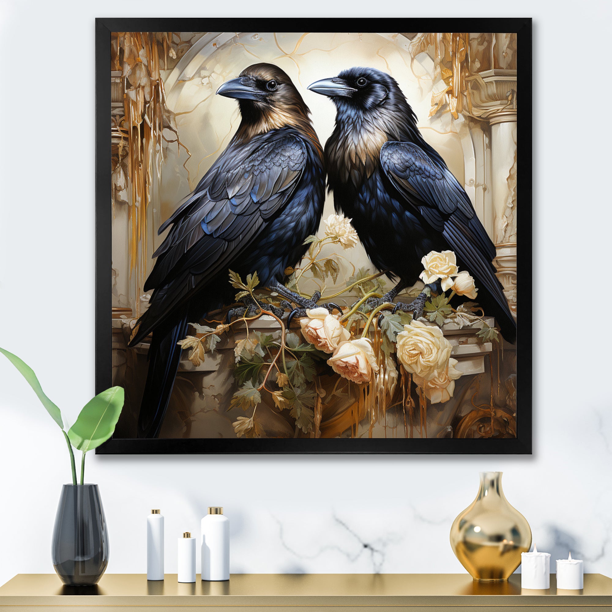 Crow Golden Elegance - Crow Wall Decor