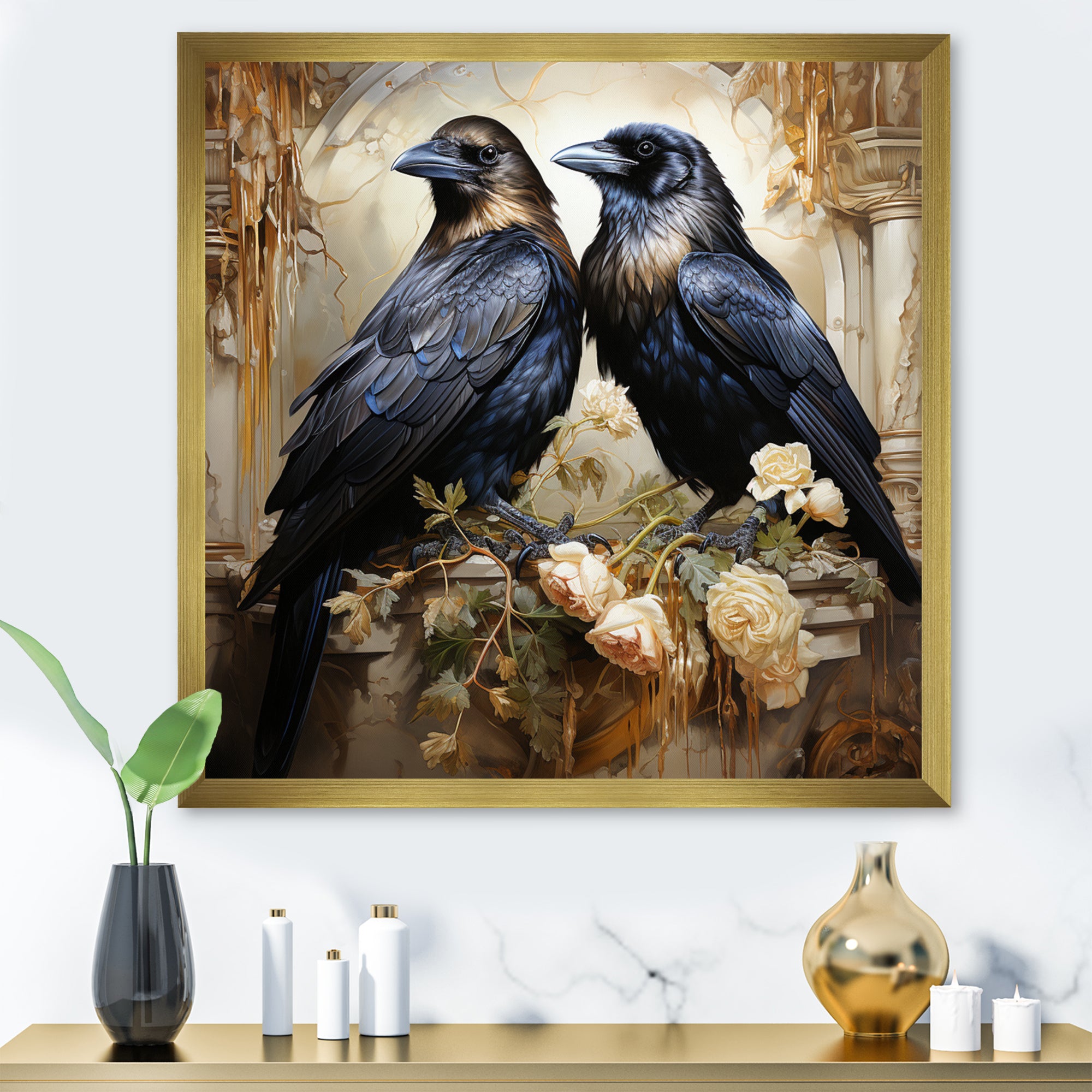 Crow Golden Elegance - Crow Wall Decor