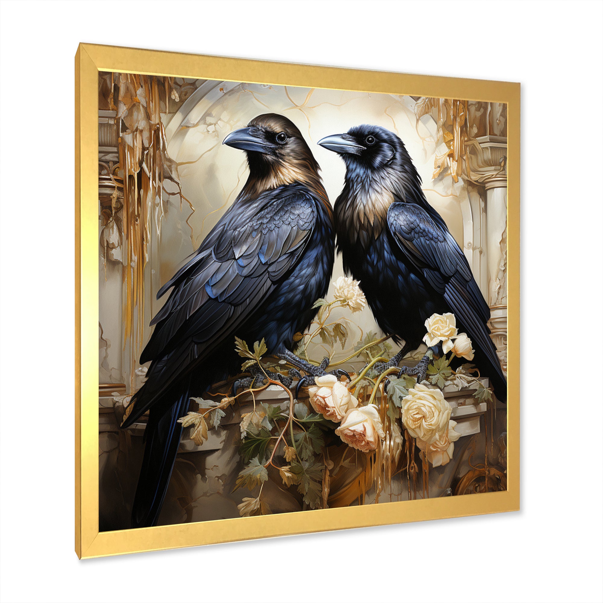 Crow Golden Elegance - Crow Wall Decor