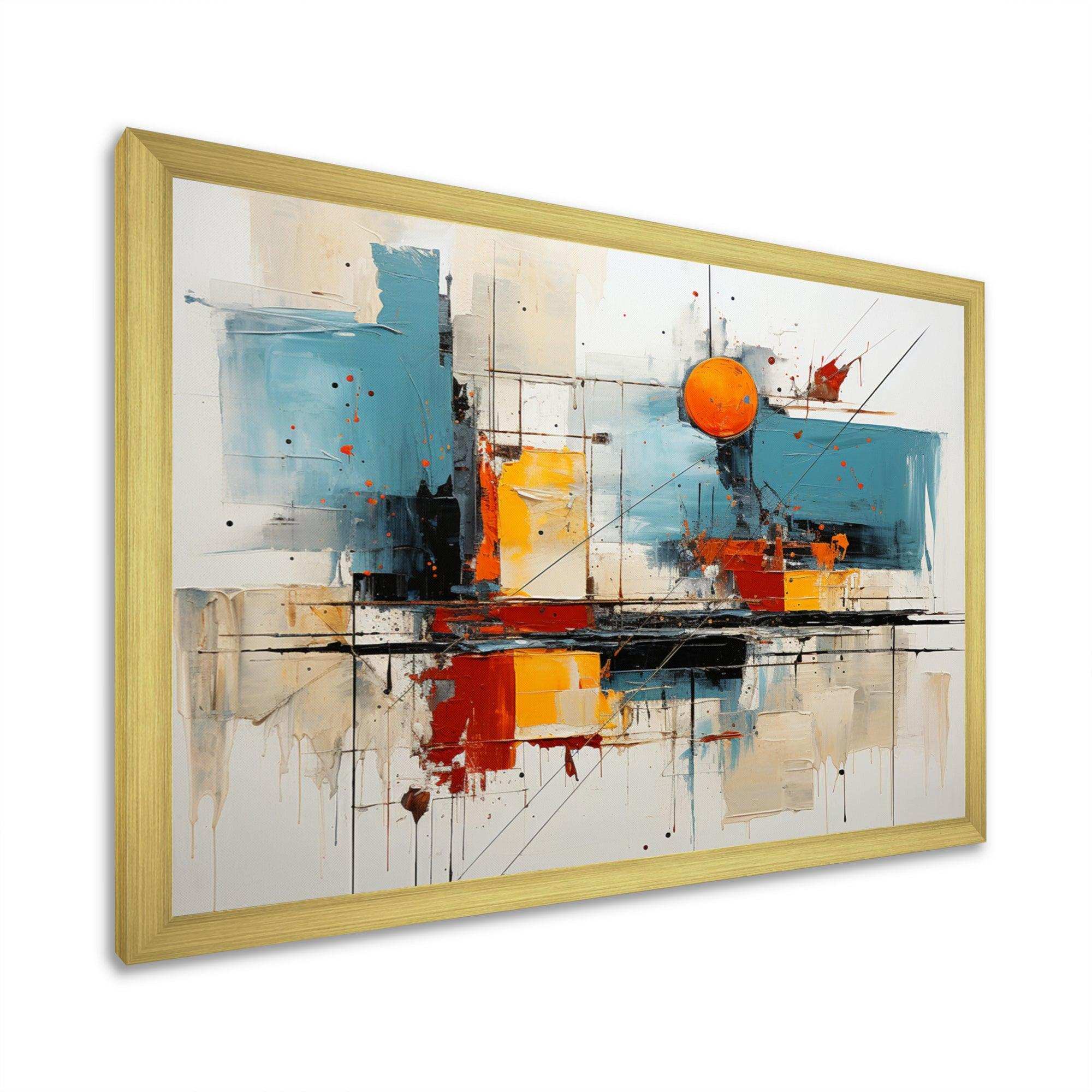 Teal Orange Bold Flow Collage - Abstract Canvas Wall Art