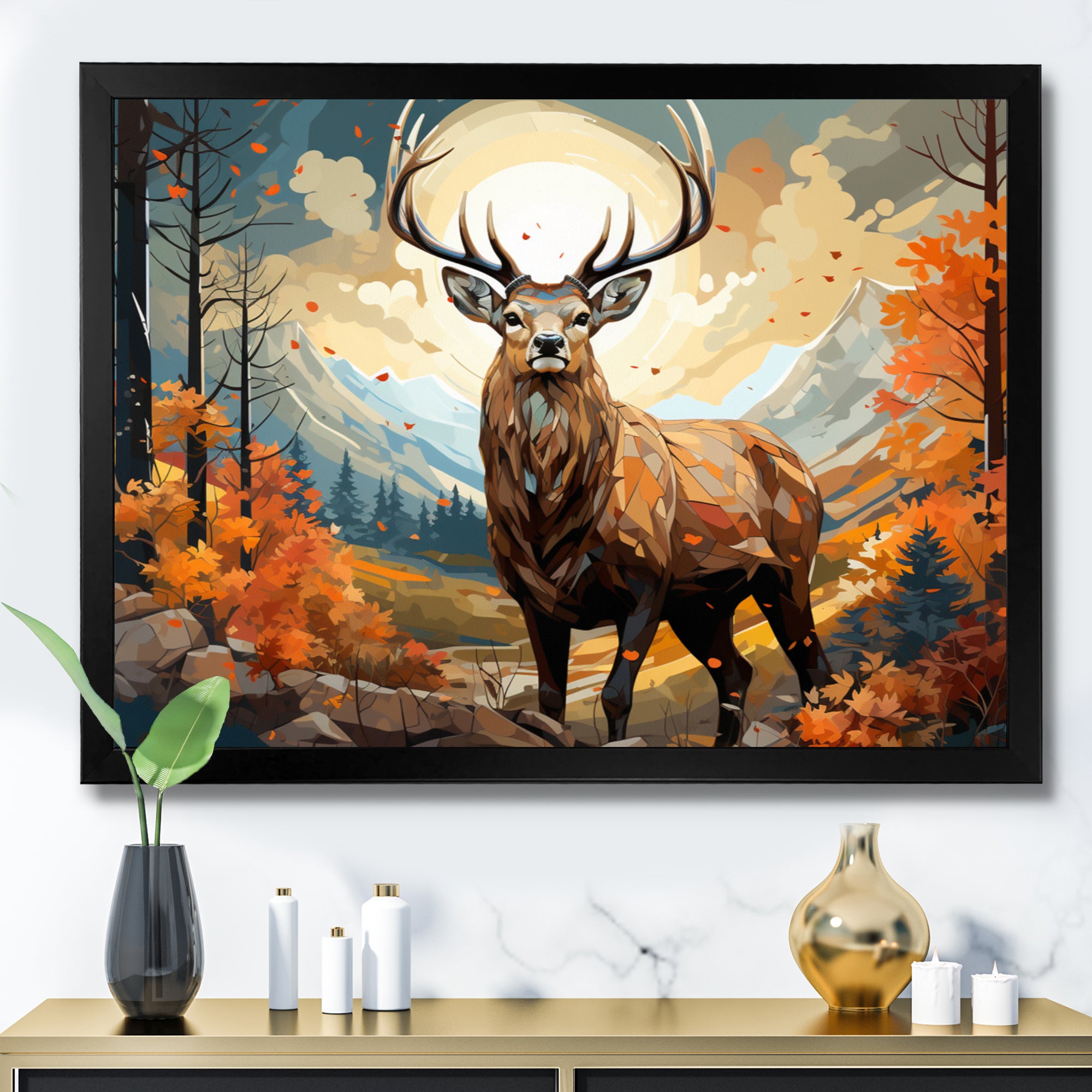 Deer Abstracted Forest - Deer Wall Art Prints