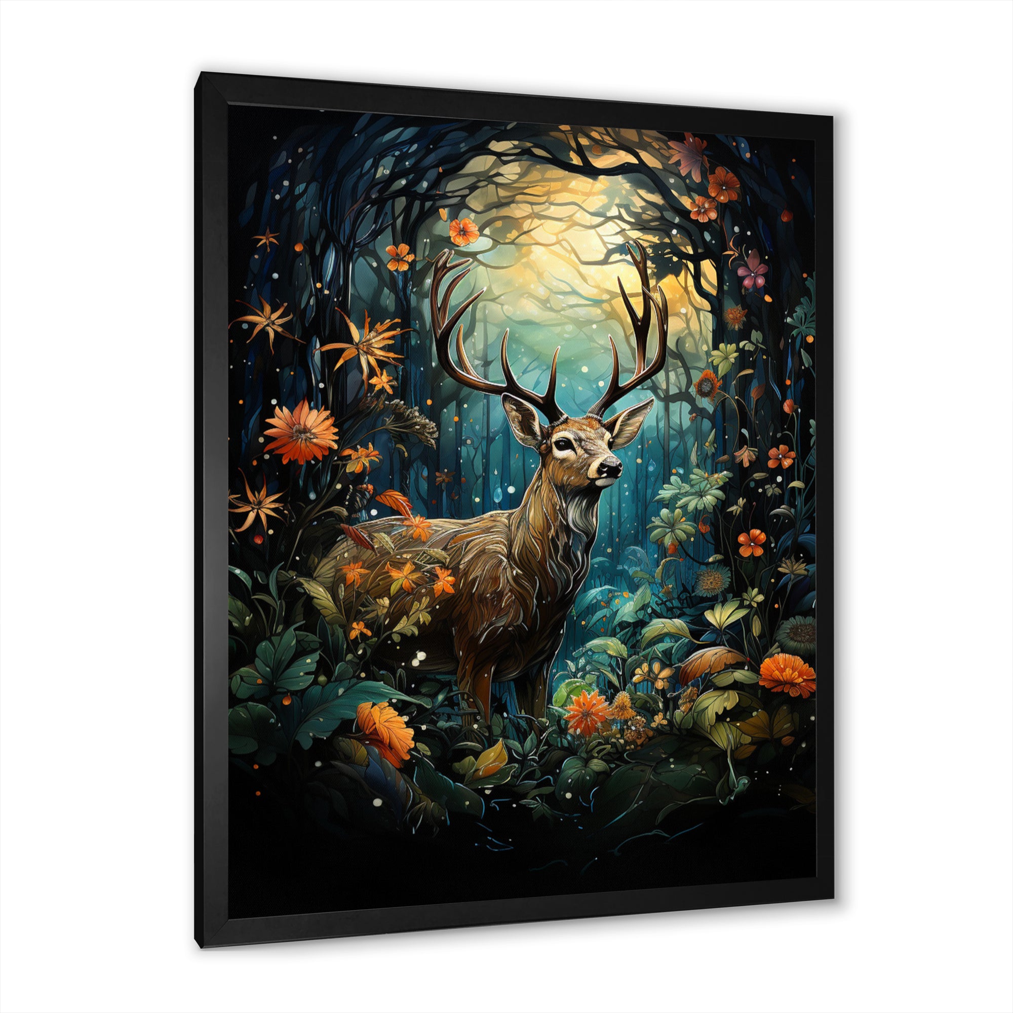 Deer Enchanted Encounter - Deer Canvas Wall Art