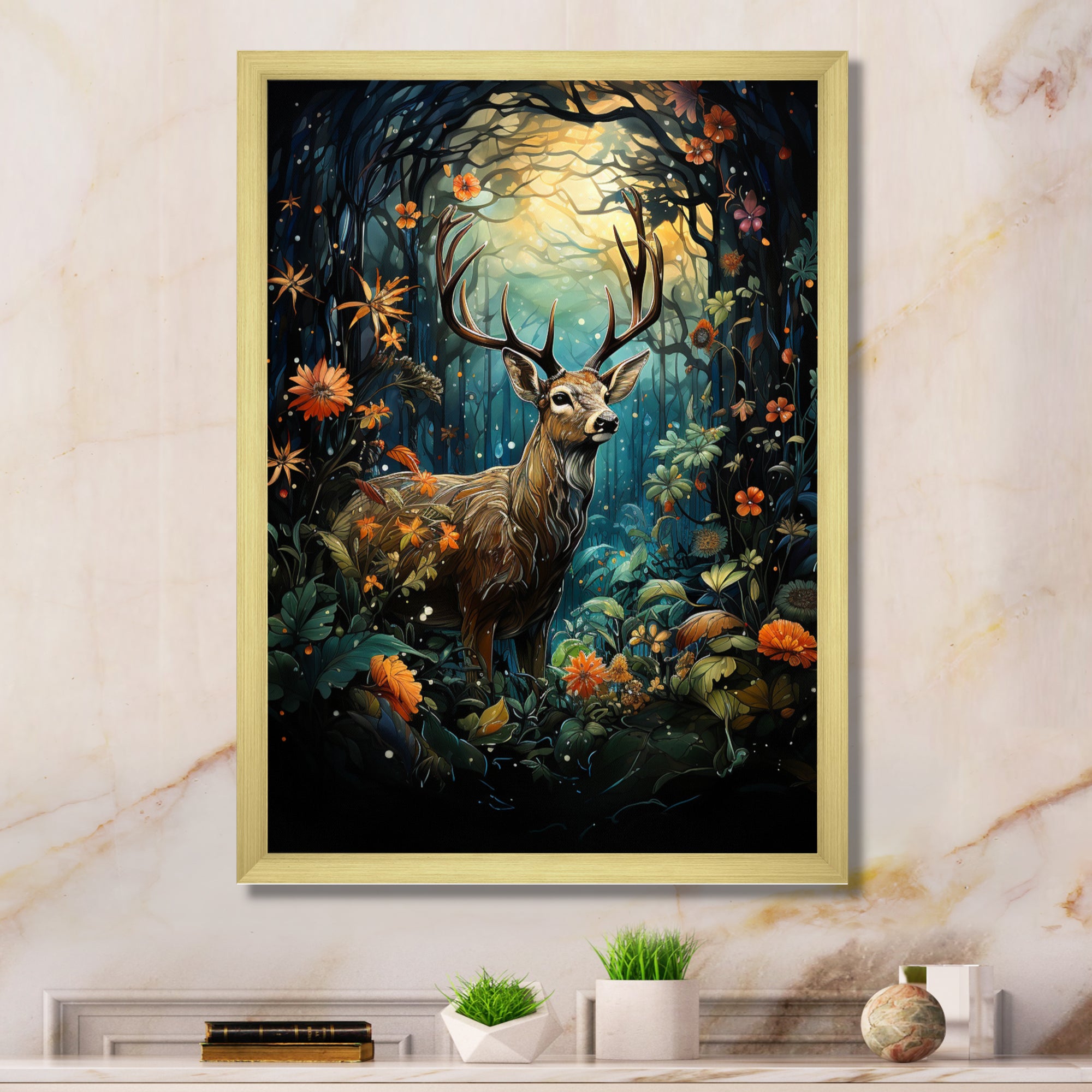 Deer Enchanted Encounter - Deer Canvas Wall Art