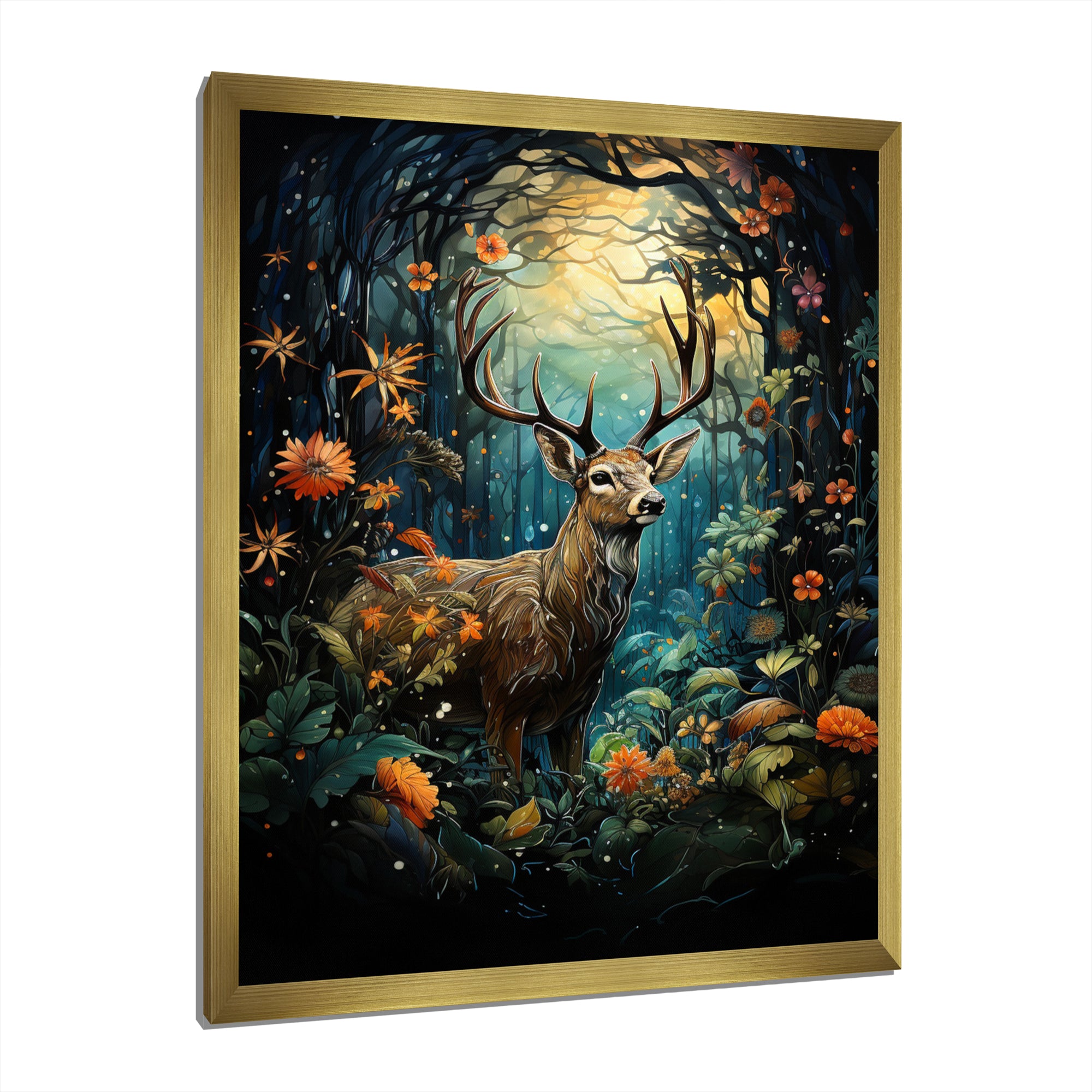 Deer Enchanted Encounter - Deer Canvas Wall Art