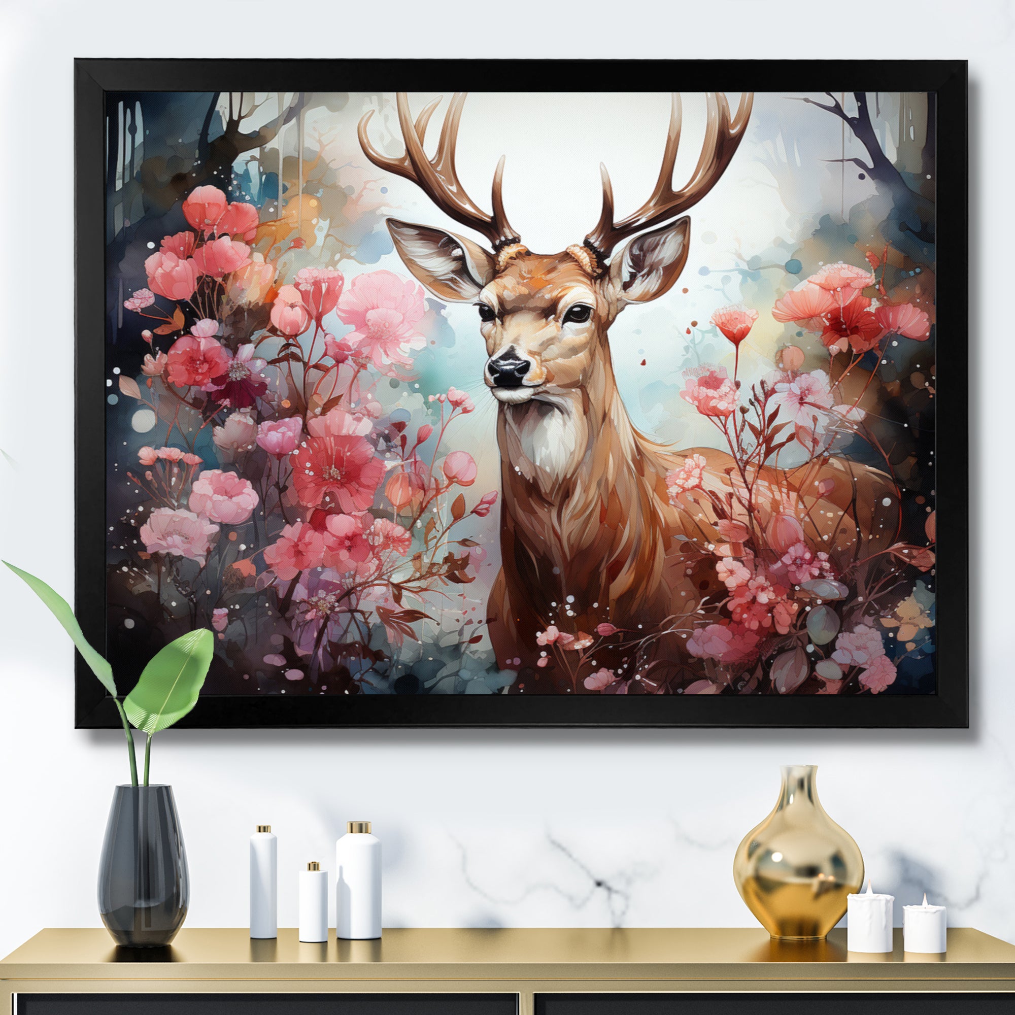 Deer Mystical Forest - Deer Living Room Wall Art