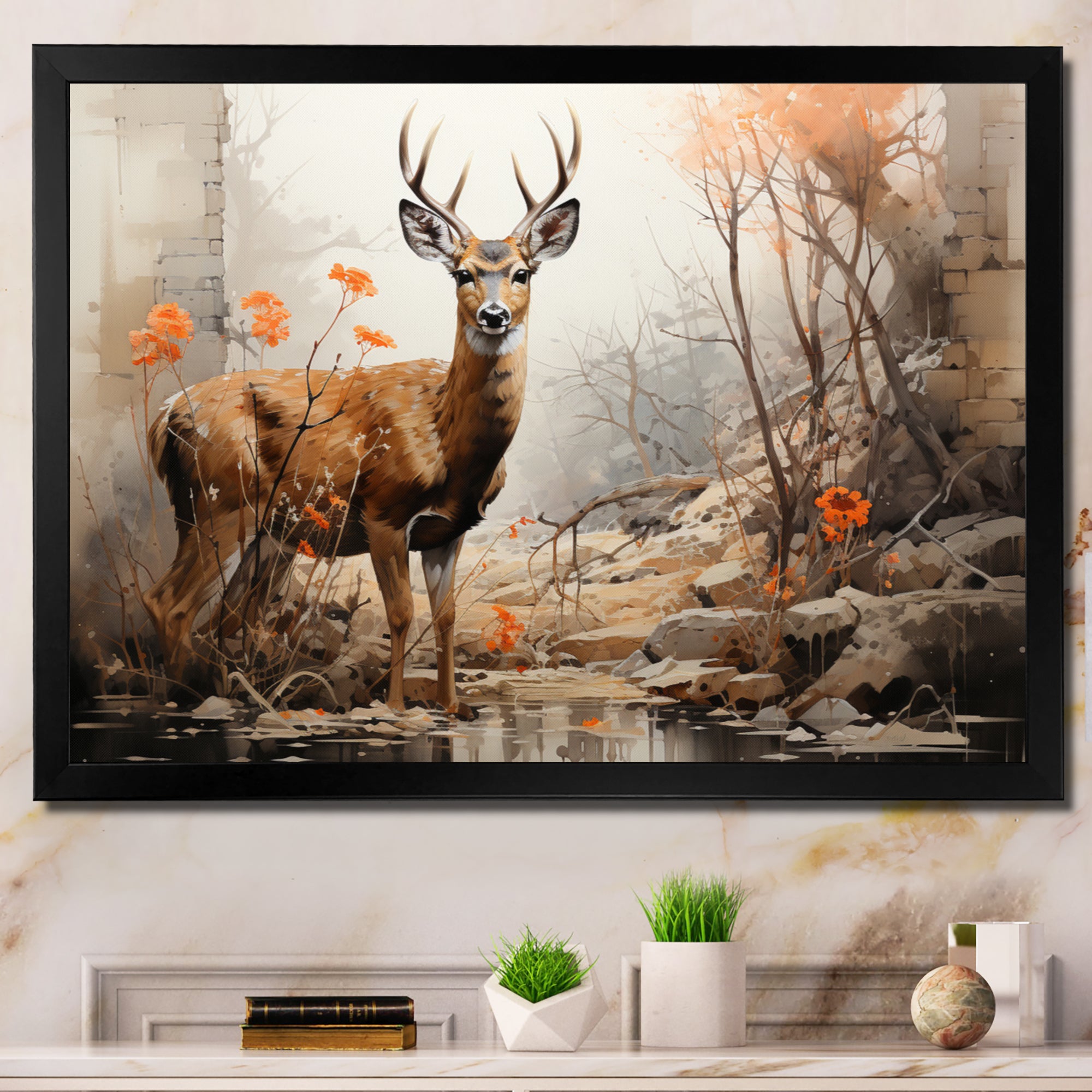 Deer Rustic Elegance - Deer Canvas Wall Art