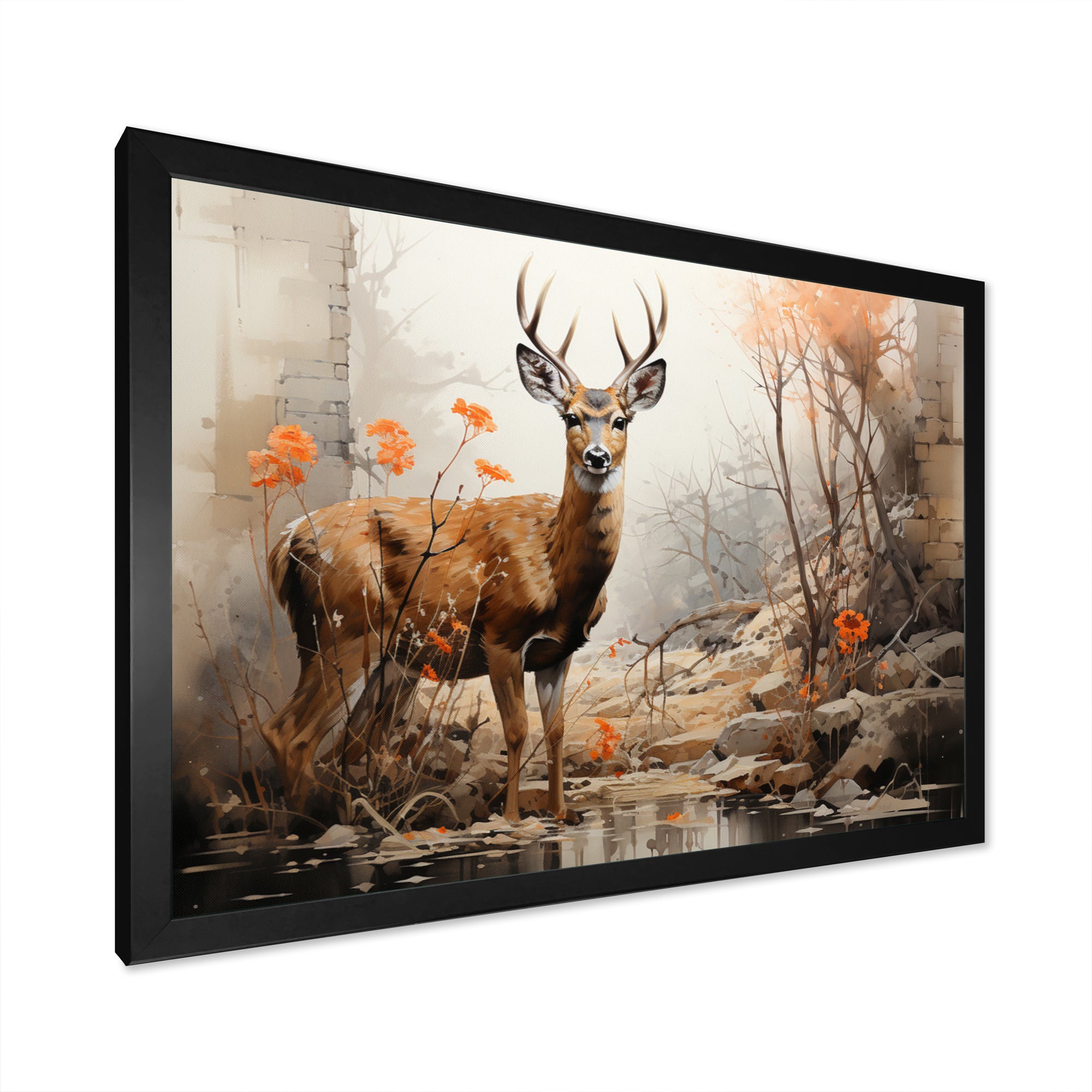 Deer Rustic Elegance - Deer Canvas Wall Art