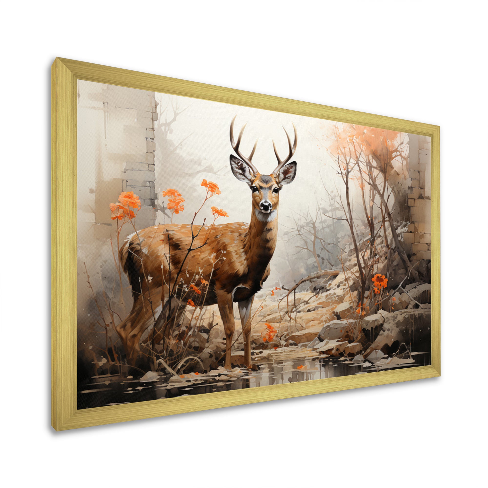 Deer Rustic Elegance - Deer Canvas Wall Art