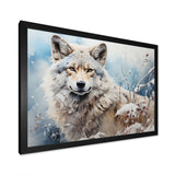 Wolf Winters Embrace - Deer Framed Canvas Art