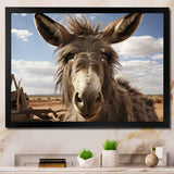 Grey Donkey Portrait - Donkey Canvas Wall Art