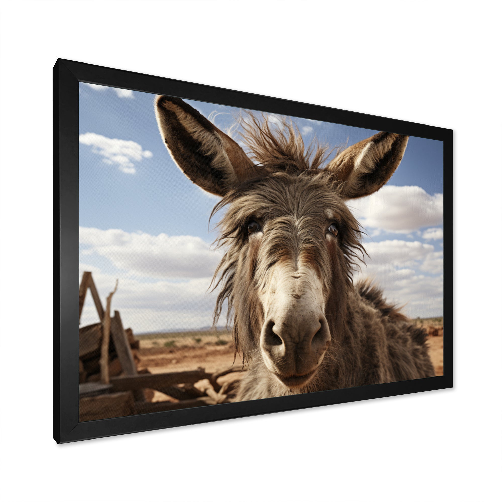 Grey Donkey Portrait - Donkey Canvas Wall Art
