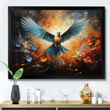 Teal Dove Winged Harmony Collage - Dove Framed Canvas Art