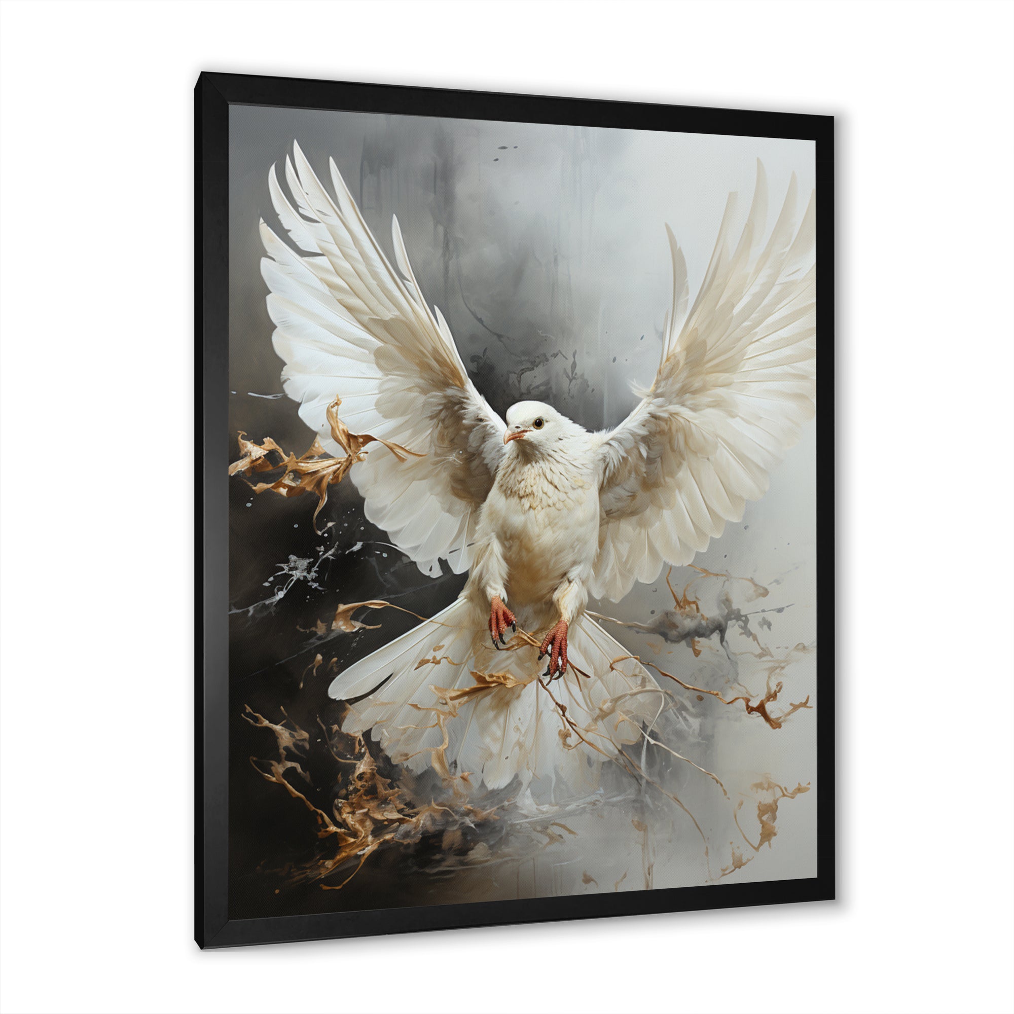 White Dove Winged Messenger - Dove Living Room Wall Art