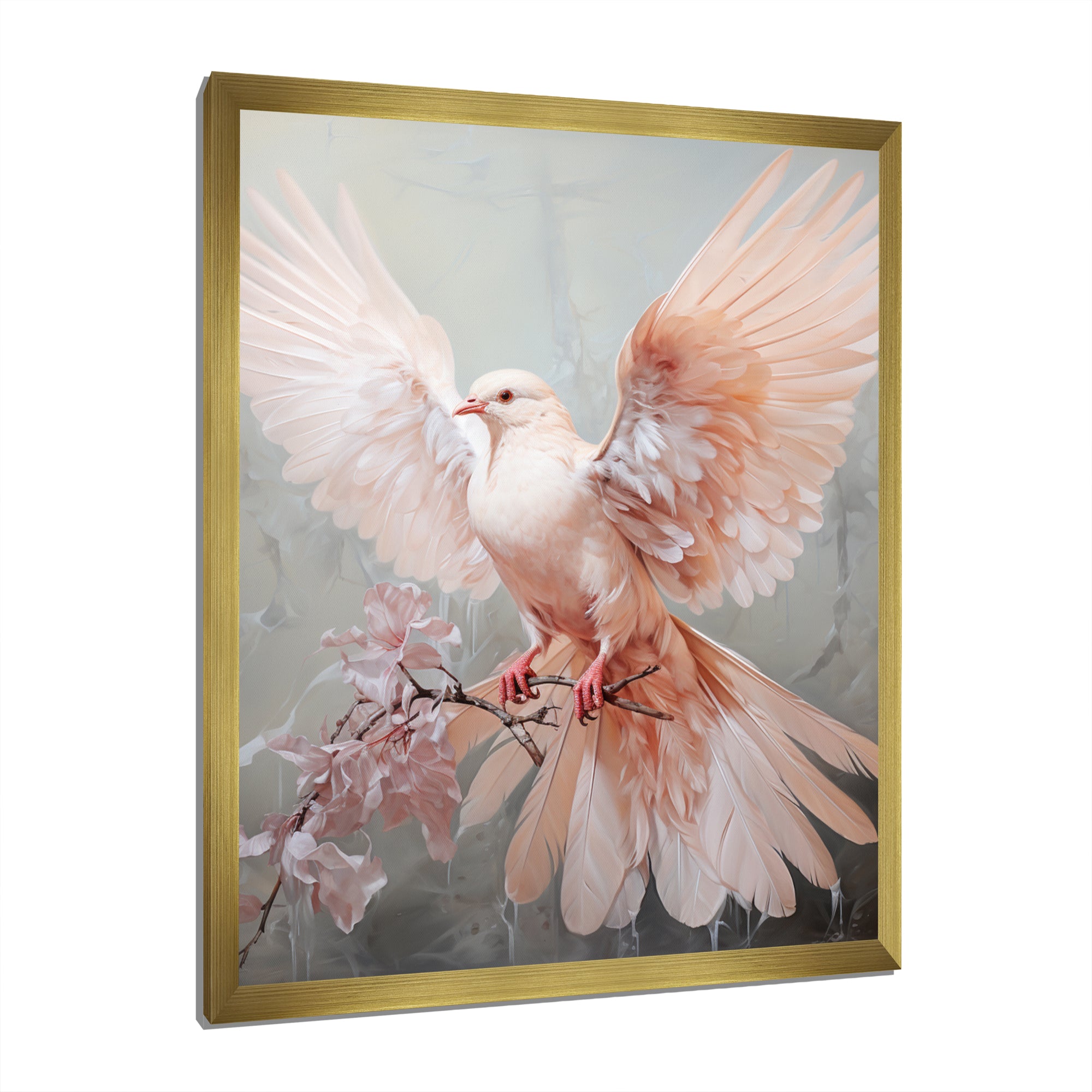 Pink Dove Winged Messenger - Dove Bedroom Wall Art