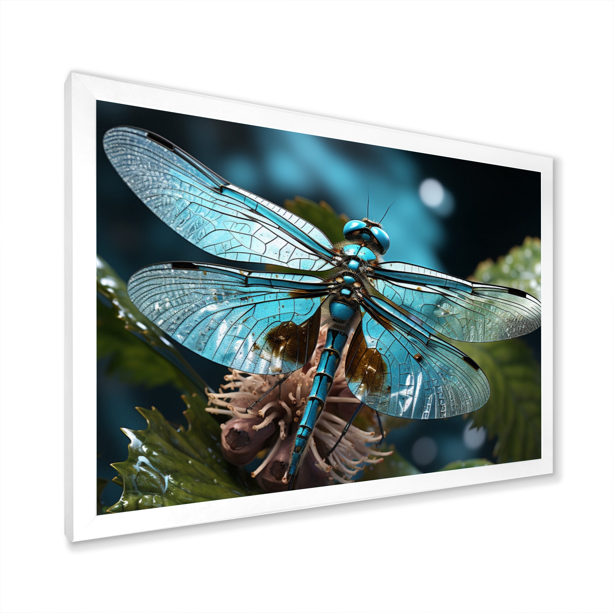 Teal Dragonfly Airborne Jewel - Dragonfly Canvas Wall Art