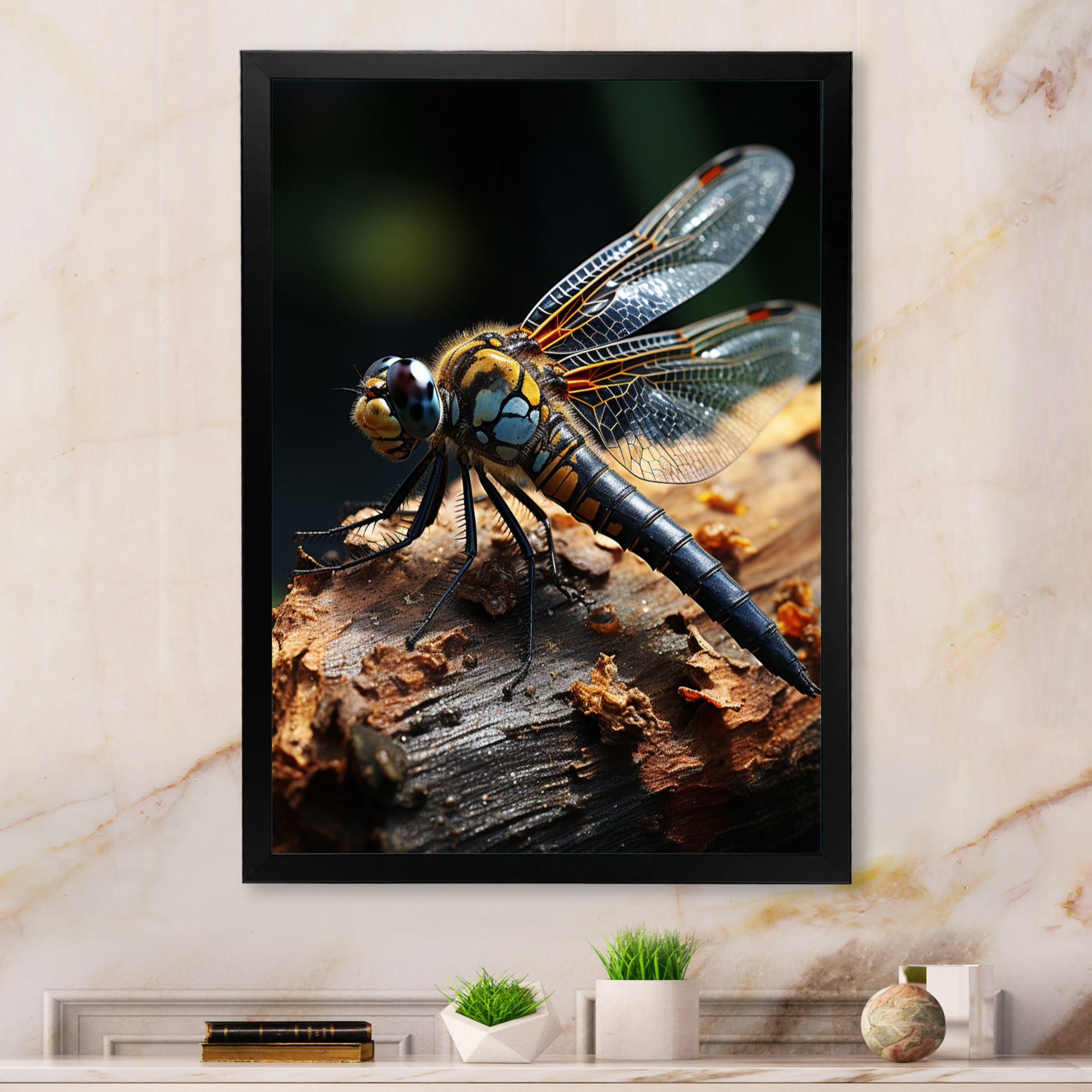 Brown Dragonfly Portrait Vibrant - Dragonfly Home Decor Art