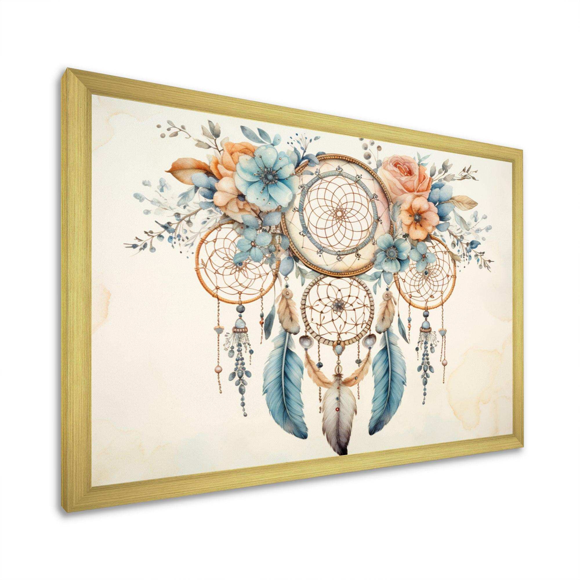 Teal Dreamcatcher Vintage Whispers - Spiritual Canvas Wall Art