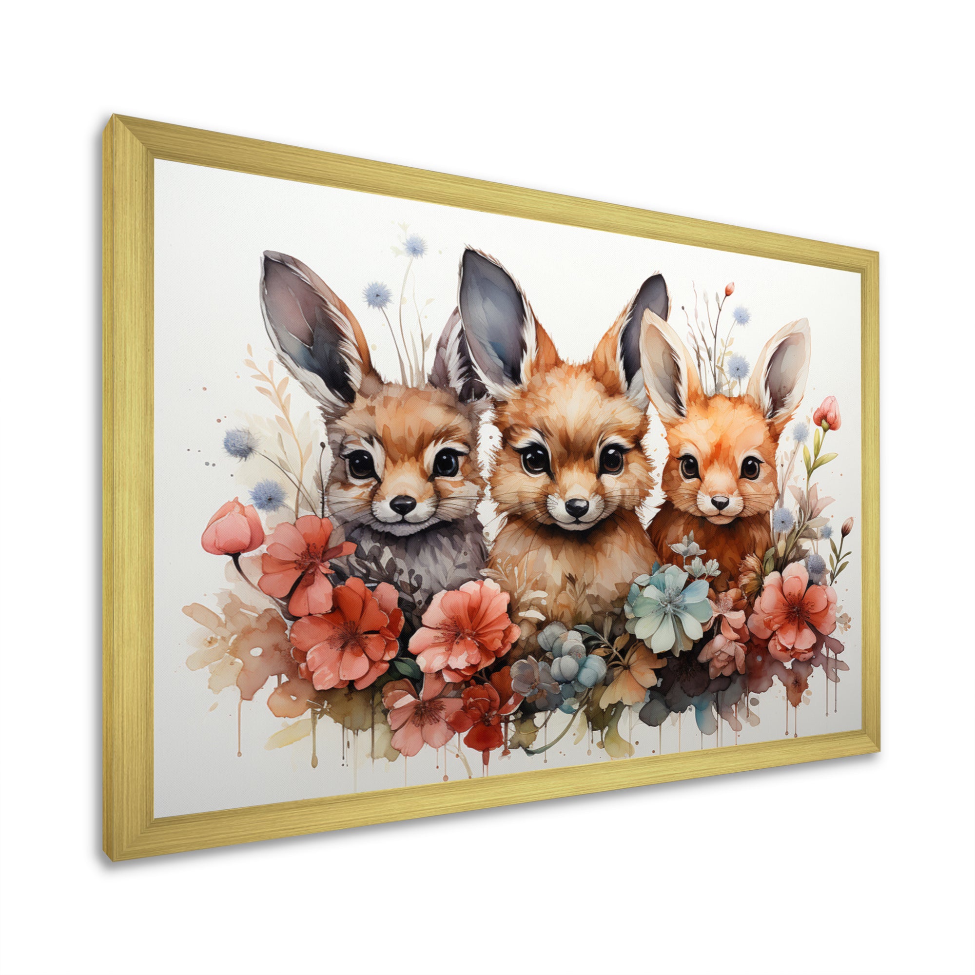 Dry Watercolor Whimsical Animals - Rabbit Living Room Wall Art