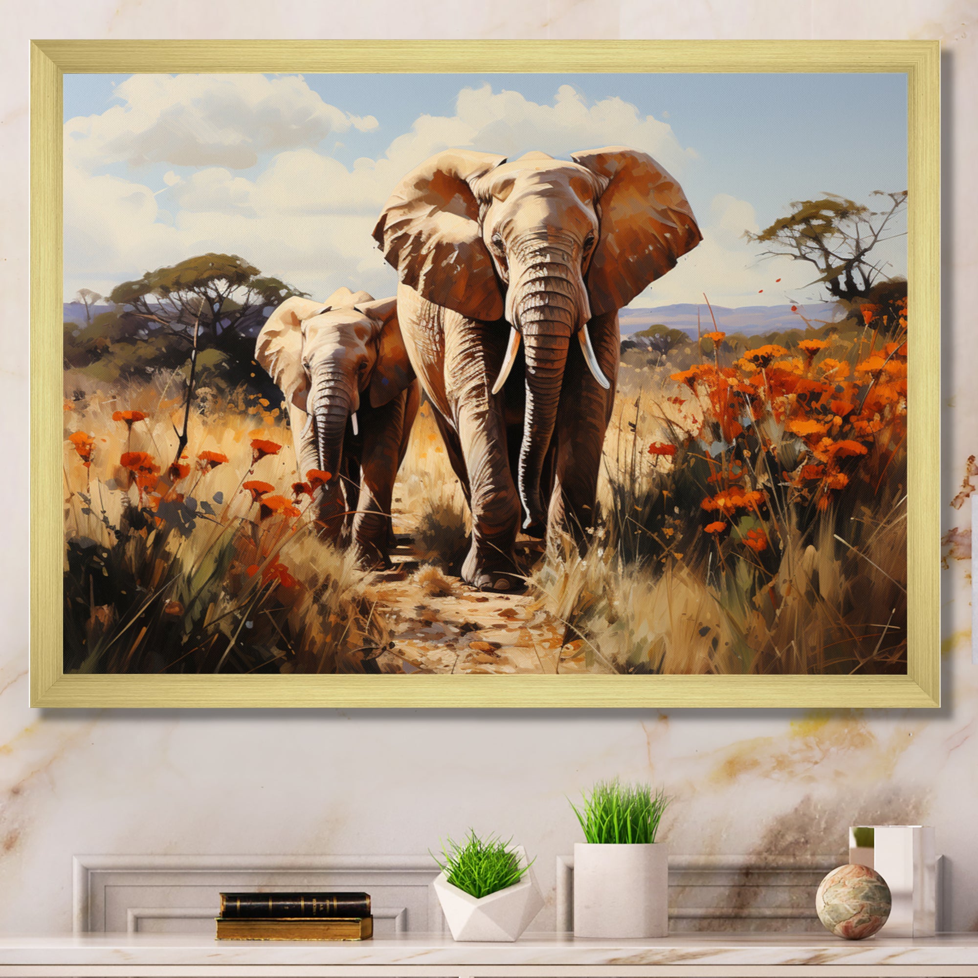 Elephant Family Harmony - Gray Elephant Wall Art