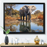 Elephant Reflection - Elephant Framed Canvas Art