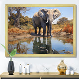 Elephant Reflection - Elephant Framed Canvas Art