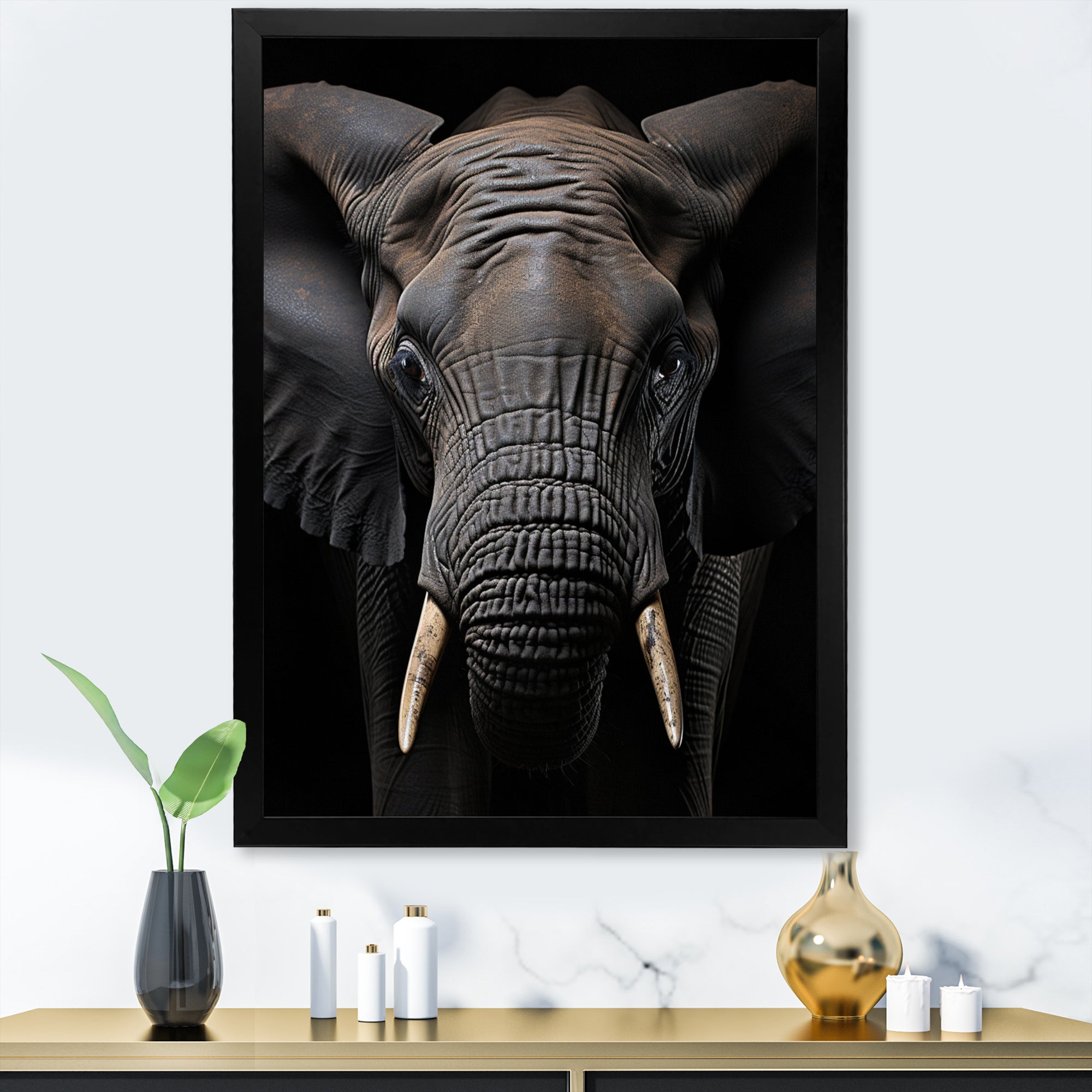 Elephant Portrait In Black And White - Elephant Wall Art Prints